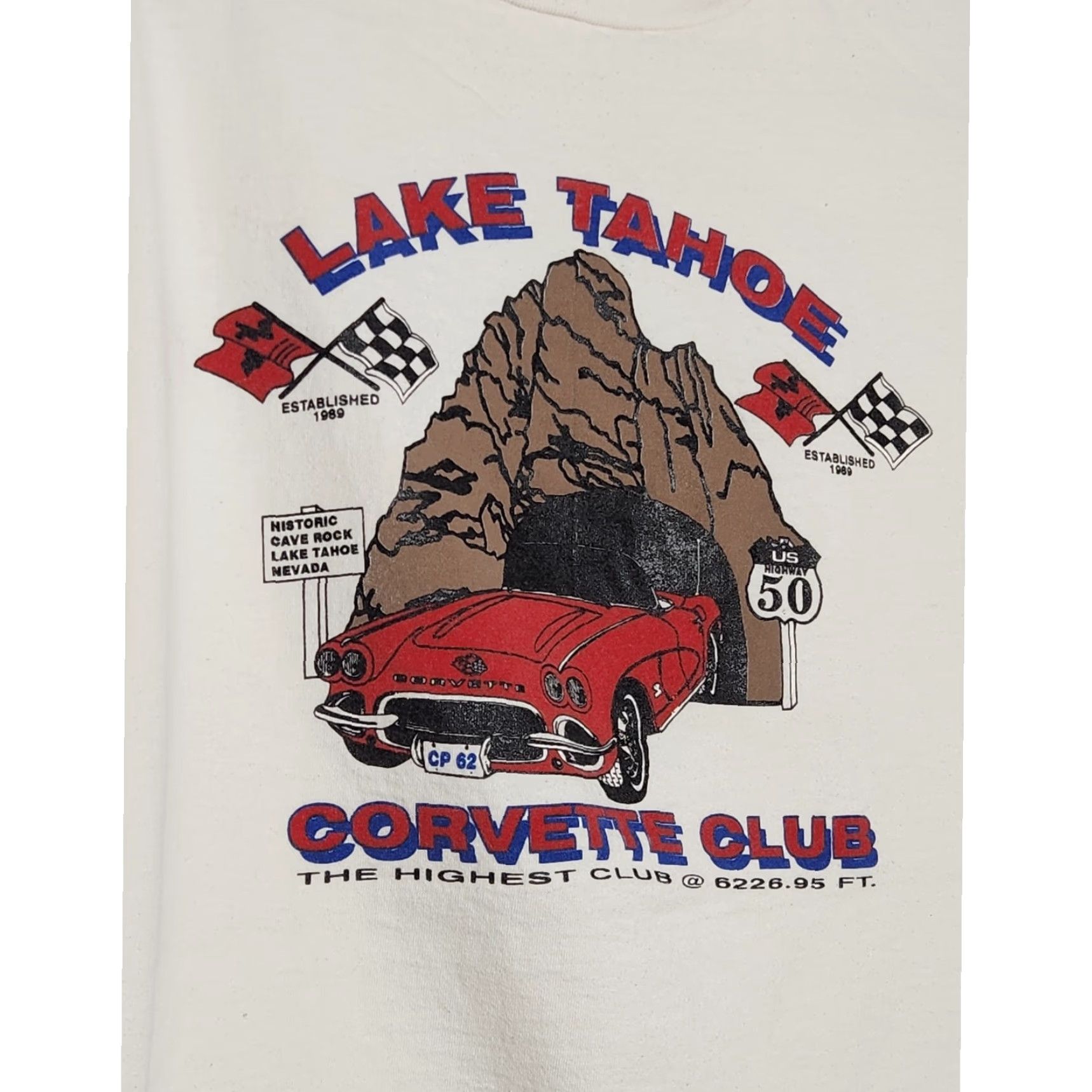 Vintage VINTAGE Oneita Corvette Lake Tahoe Club Double Sided Car Art Shirt XXL White Unisex Adults Men Women Shirts Art 90s 2000s Size US XXL / EU 58 / 5 - 3 Thumbnail