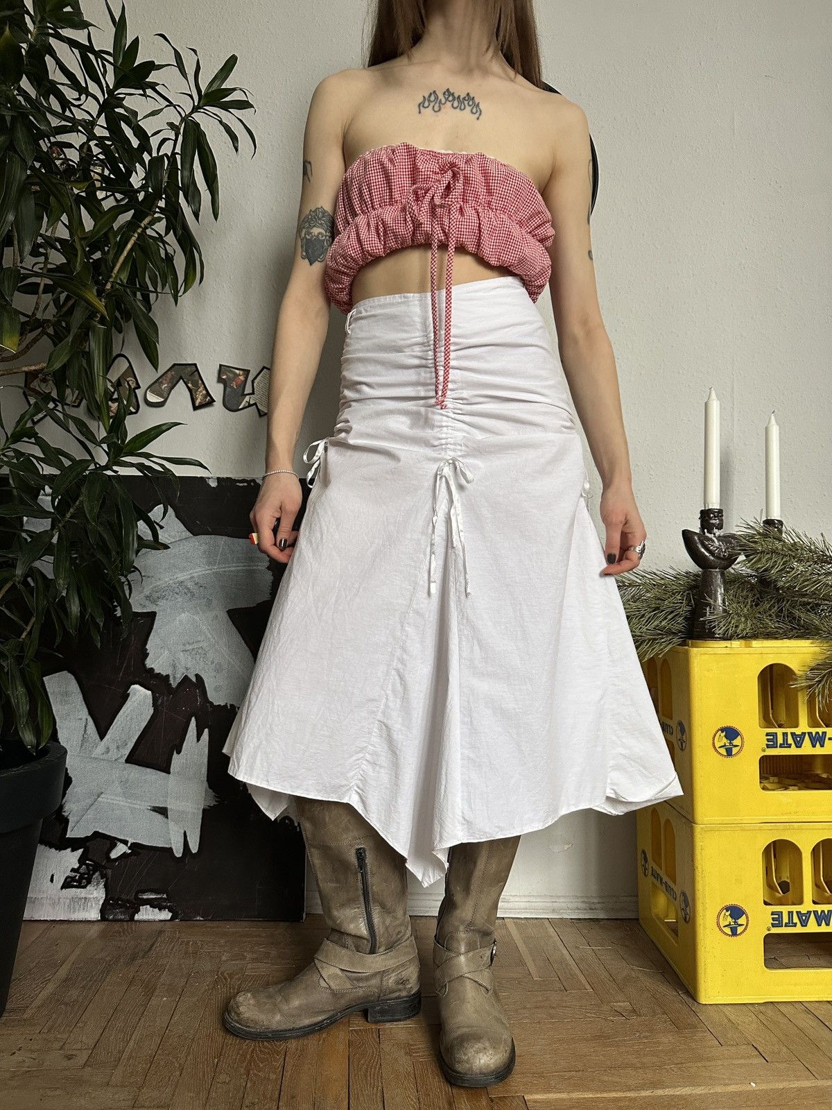 Japanese Brand × Seditionaries Crinkled Ruffle Fairy Core Bohemian Style Midi Skirt Size 28" / US 6 / IT 42 - 8 Thumbnail