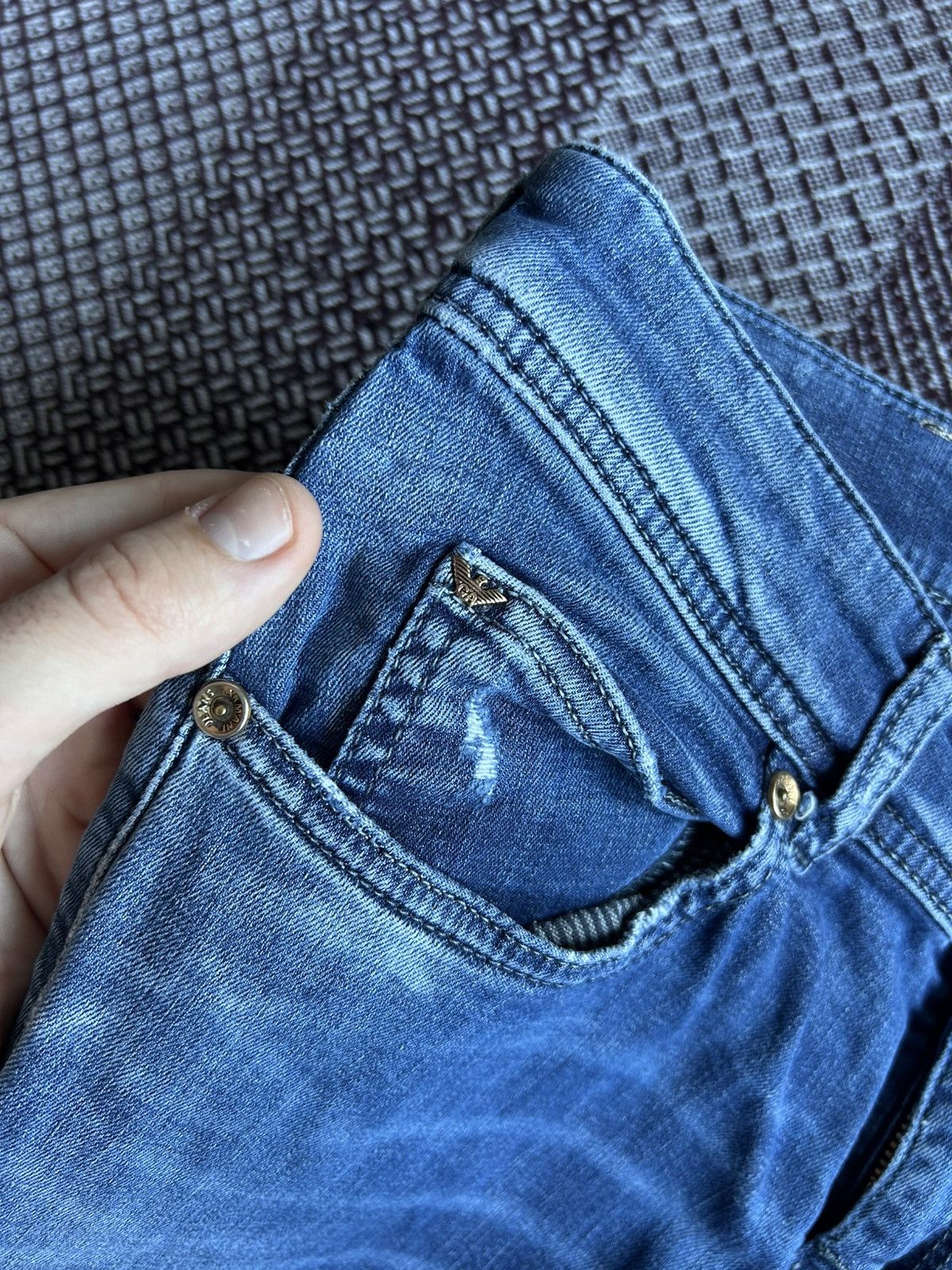 Armani × Vintage Vintage Armani Washed Straight Solid Jeans Small Logo Sz 27 Size US 27 - 9 Thumbnail