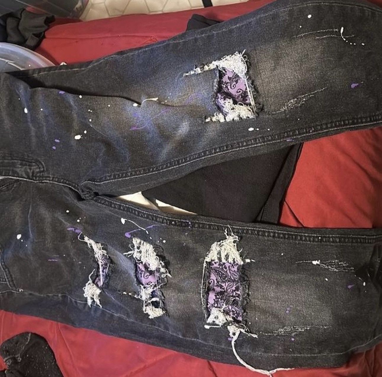 Other Black jeans with purple Size US 33 - 1 Preview