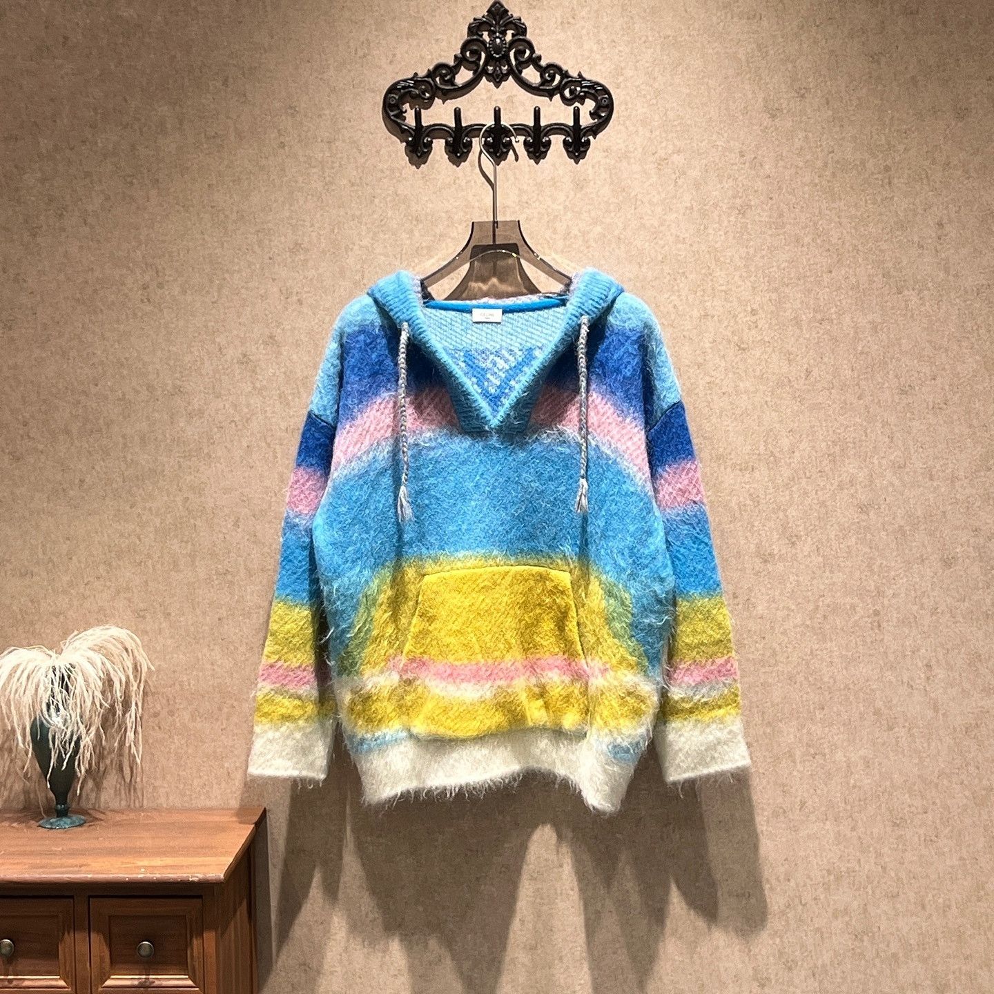 Celine Celine x Marcelo Lavin Jacquard Knit Hoodie Size M Size US M / EU 48-50 / 2 - 1 Thumbnail