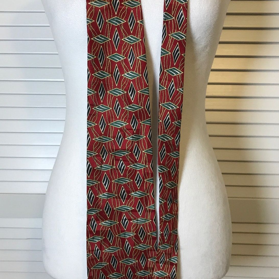 Other Evan-Picone Red Geometric Abstract Silk Classic Wide Necktie Size ONE SIZE - 3 Thumbnail