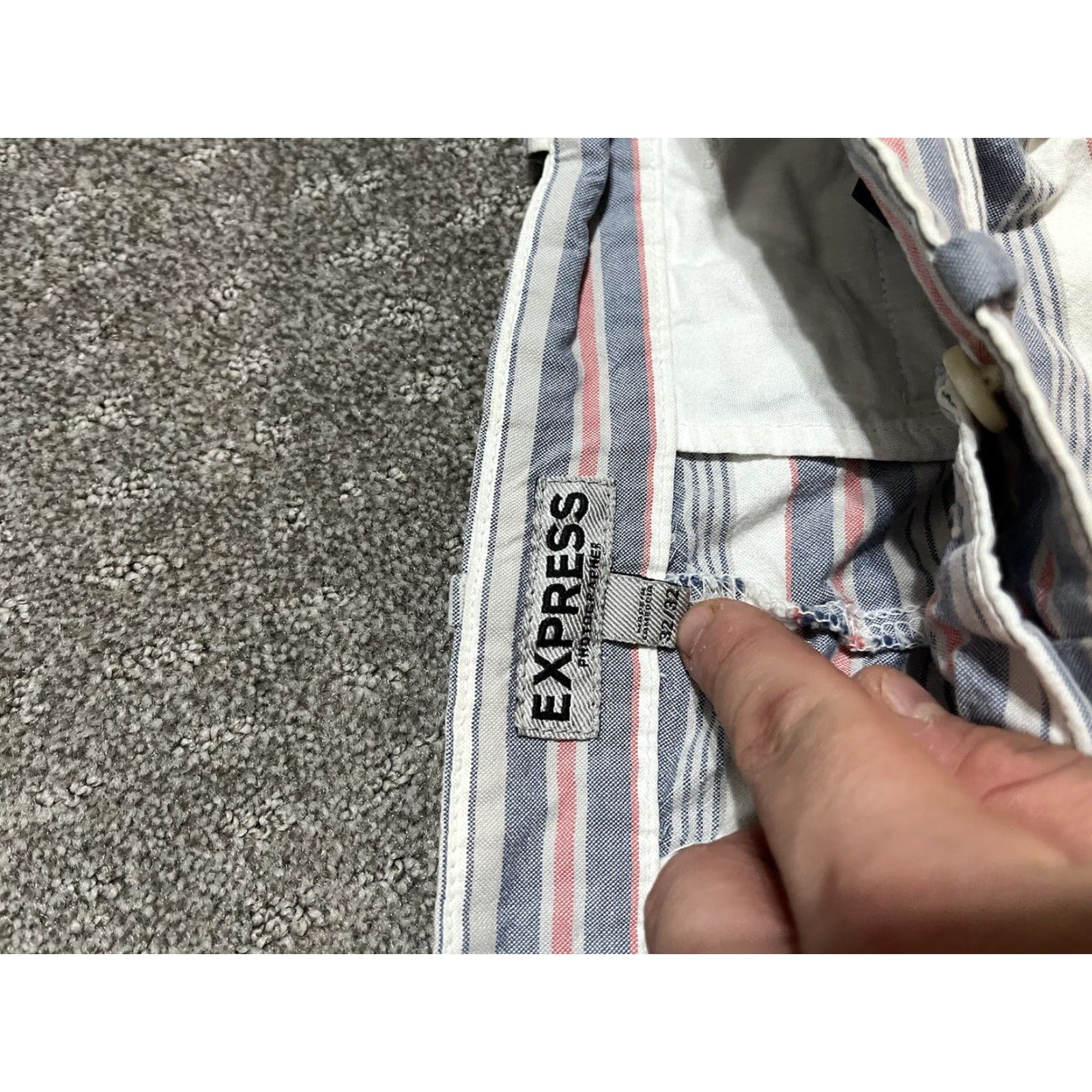 Express EXPRESS Multicolor Striped Chino Shorts Men 32 Regular Fit 8.5" Inseam Casual Size US 32 / EU 48 - 3 Thumbnail