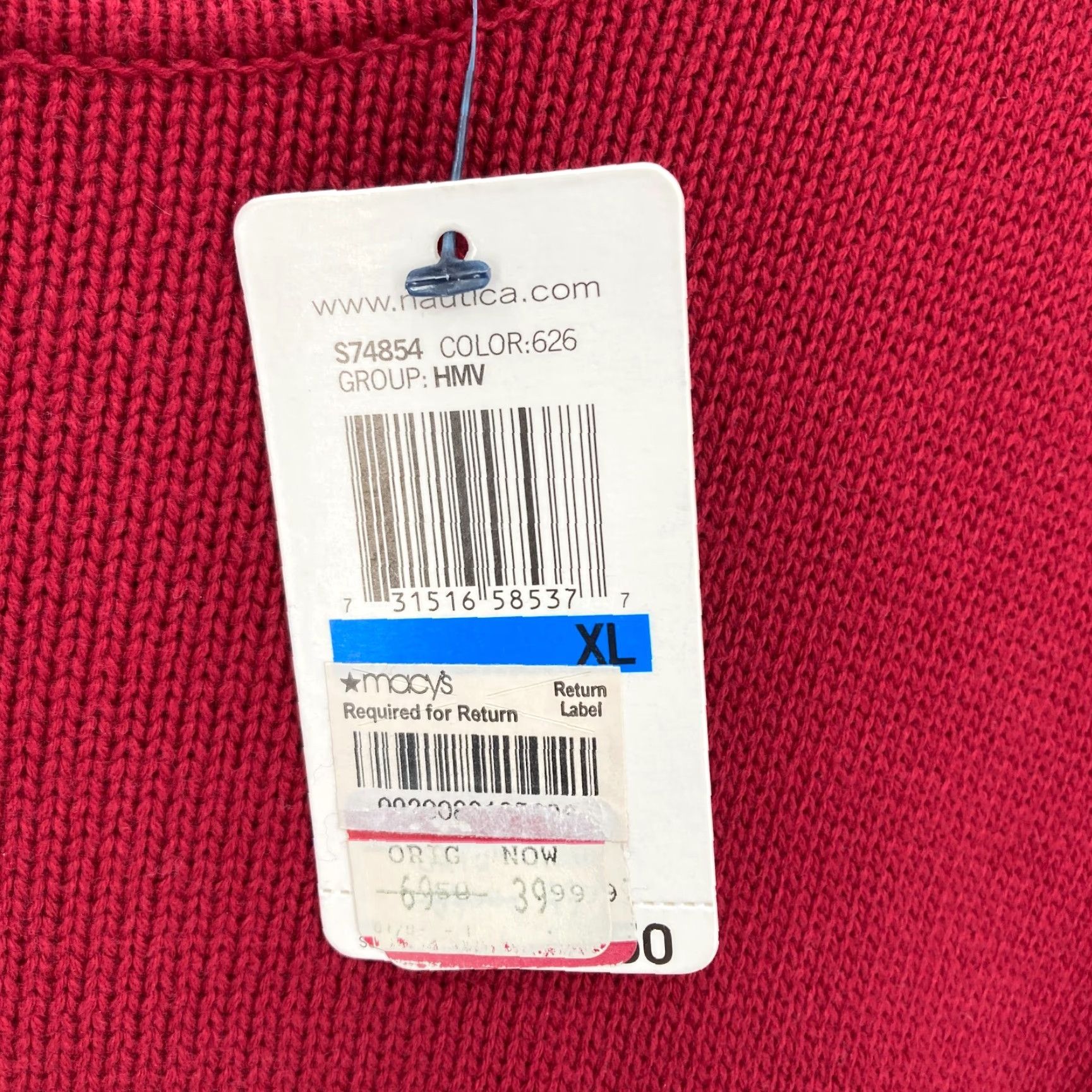 Nautica Nautica Crew Neck Sweater Mens XL Red Gray Striped Heavyweight Casual Coastal Size US XL / EU 56 / 4 - 4 Thumbnail