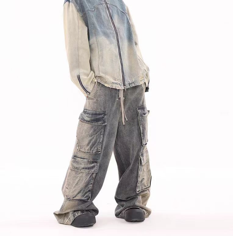 Japanese Brand × Jean Street skater hip hop wide leg baggy jeans Size US 33 - 2 Thumbnail