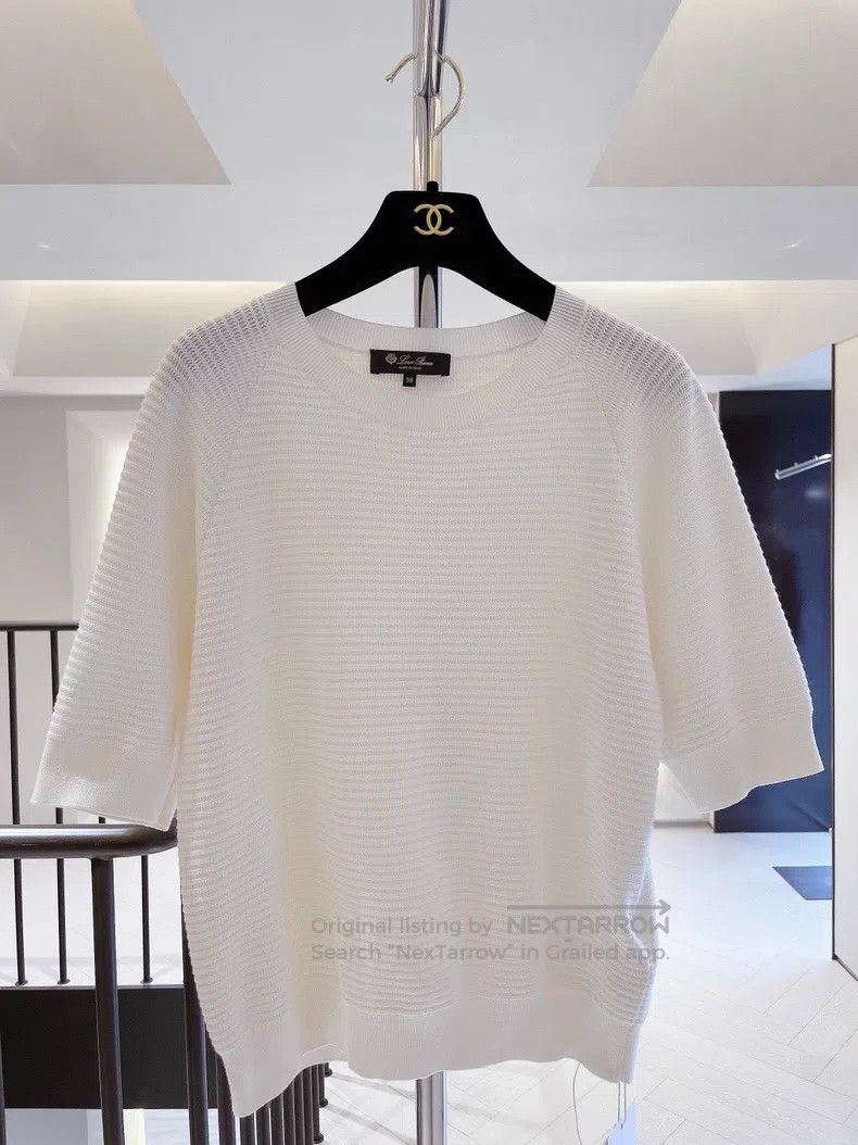 Loro Piana Loro Piana Pure White Silk Knit Short Sleeve Top with Adva Size XS / US 0-2 / IT 36-38 - 1 Thumbnail