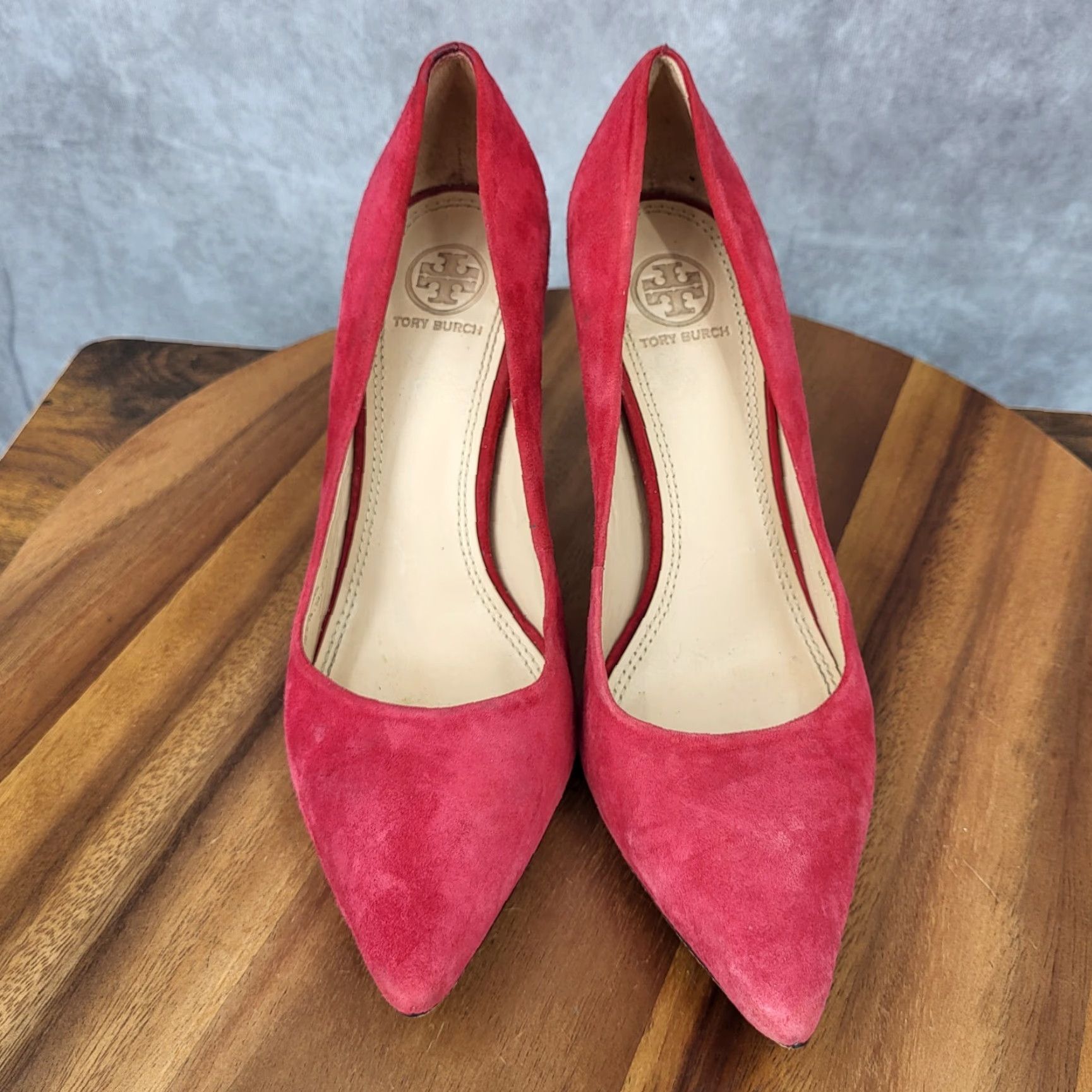 Tory Burch Tory Burch Pump Heels Womens Size 7.5 Red Suede Leather Pointed Toe Stiletto Size US 8 / IT 38 - 4 Thumbnail