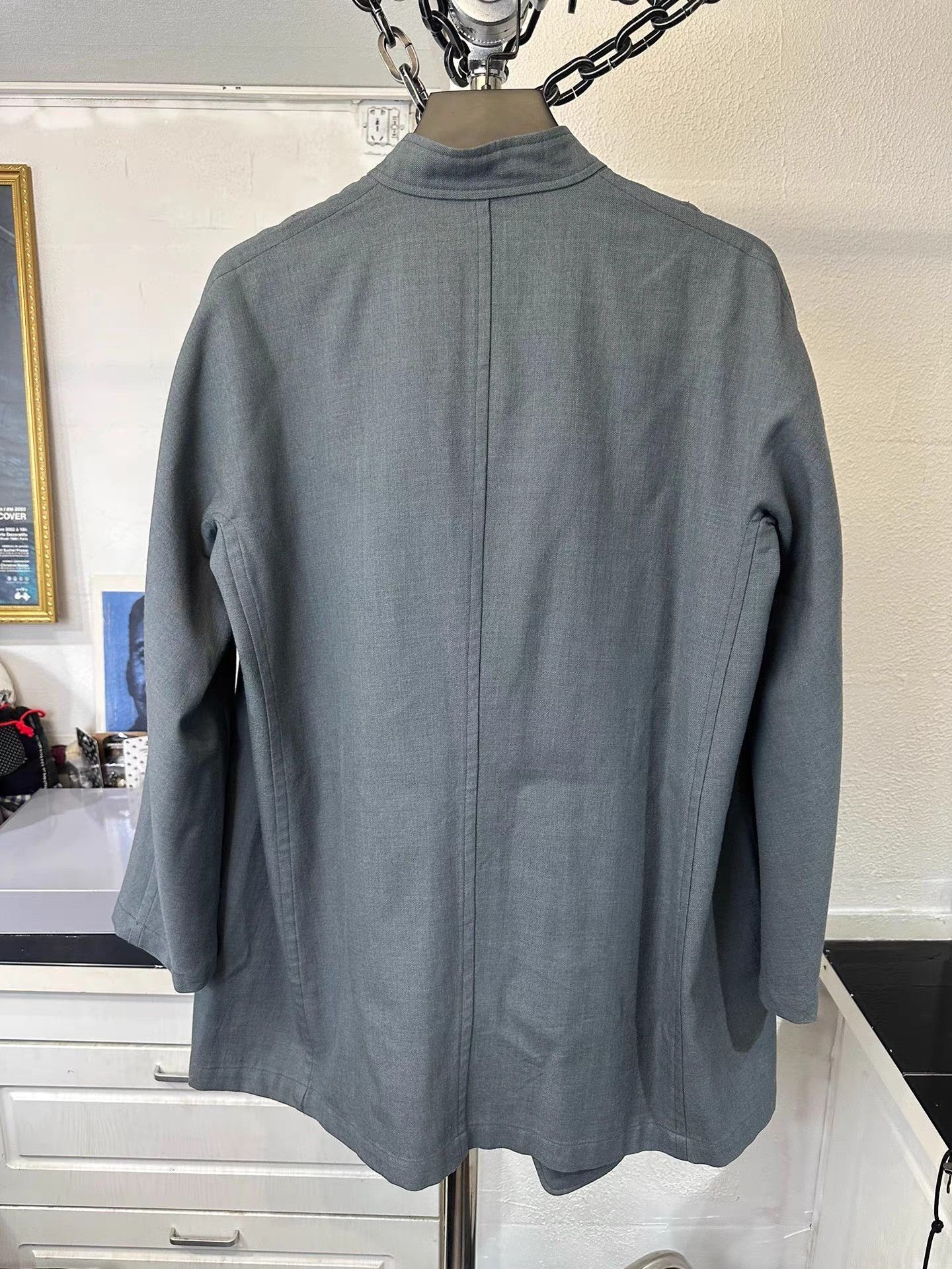 Yohji Yamamoto Gray Mandarin Collar Light Jacket - XL Size US XL / EU 56 / 4 - 5 Thumbnail