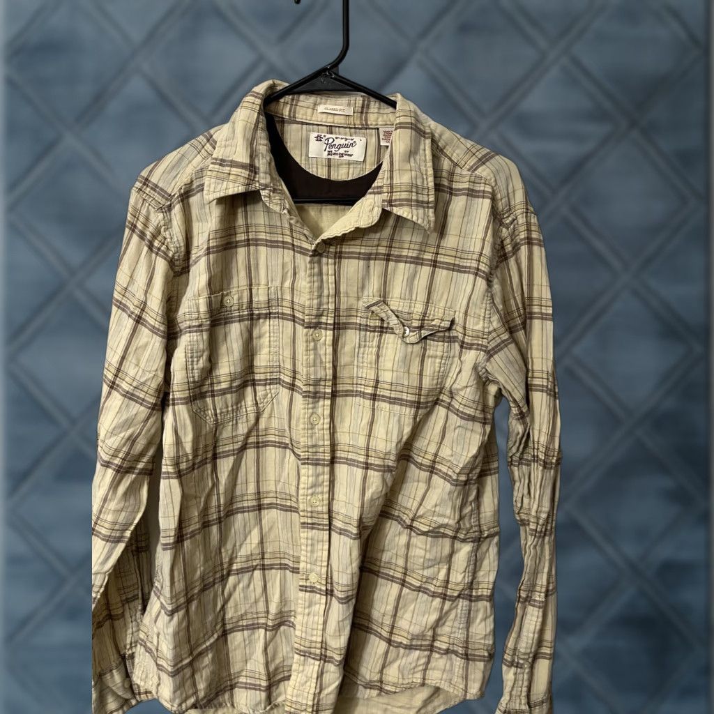 Original Penguin VINTAGE Original Penguin Classic Fit Shirt Mens L Yellow Check Long Sleeve Button-Up Size US L / EU 52-54 / 3 - 1 Thumbnail