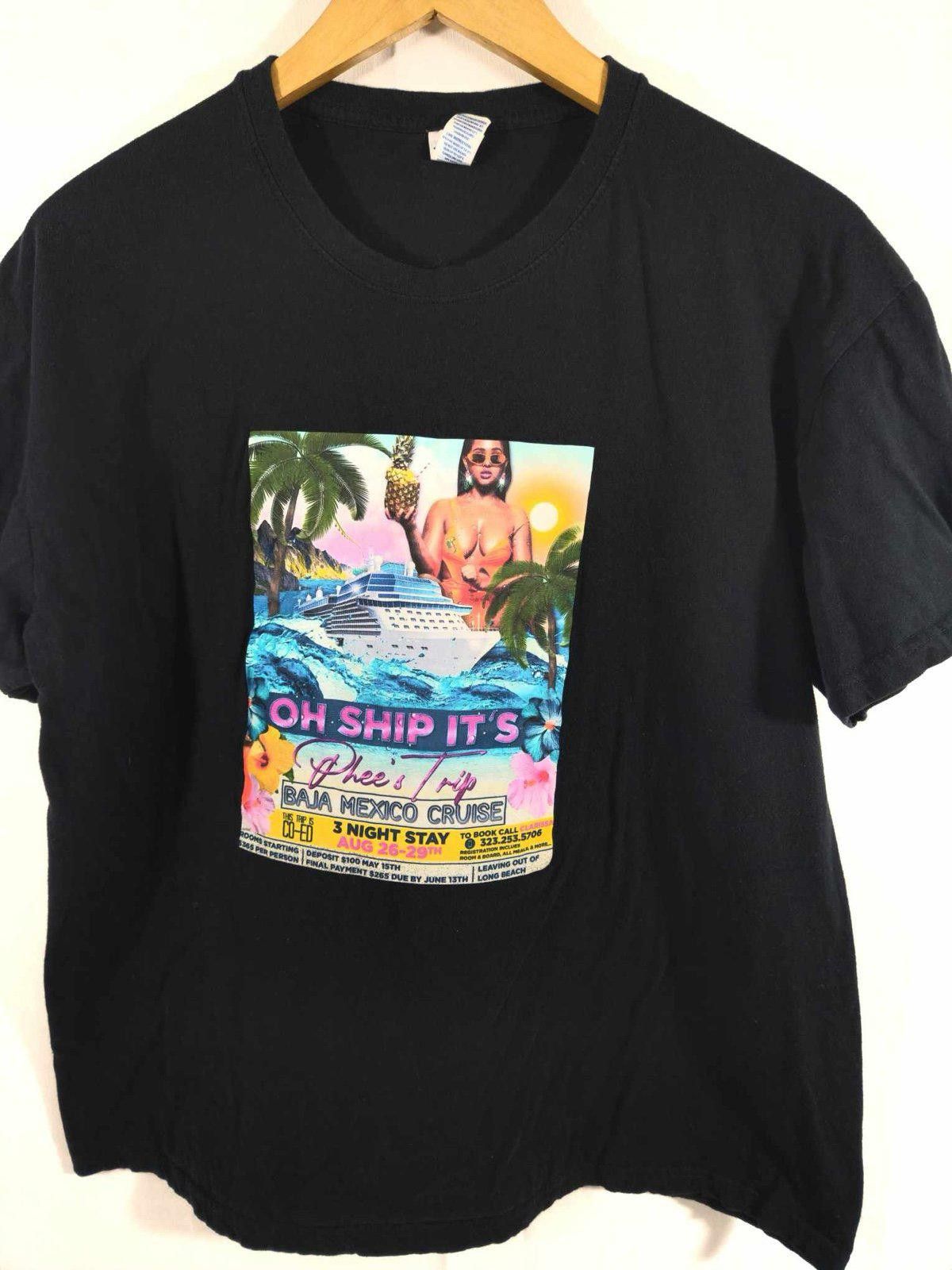Designer Vintage Black Graphic T-Shirt - Oh Ship It's Cancun Cruise Size US XL / EU 56 / 4 - 1 Thumbnail