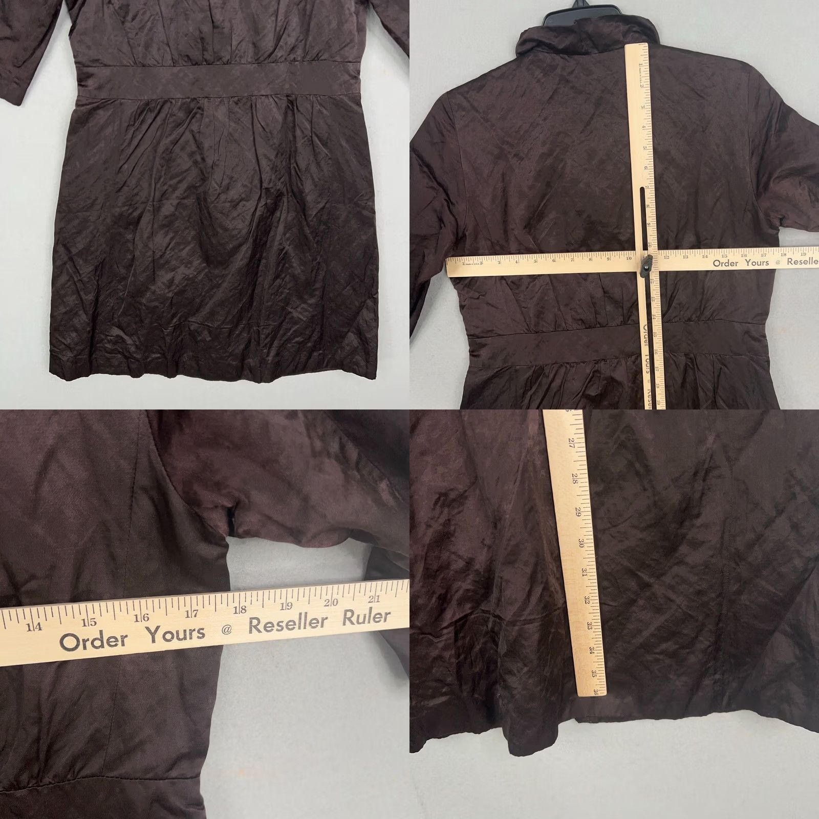 Eileen Fisher Eileen Fisher Coat Womens XS Steel Satin Metallic Trench Brown C​h estnut? Size XS / US 0-2 / IT 36-38 - 8 Thumbnail