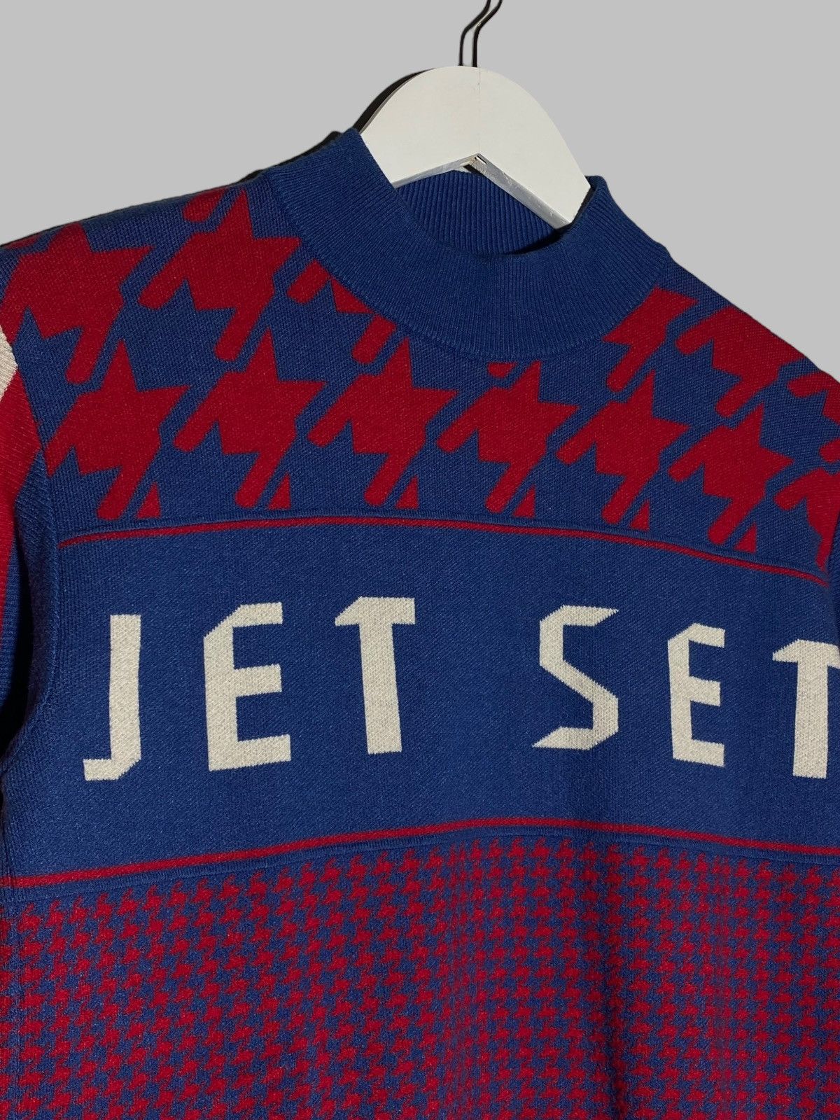 JET SET Jet Set St. Moritz Houndstooth Pattern Mock Neck Sweater Size US M / EU 48-50 / 2 - 4 Thumbnail