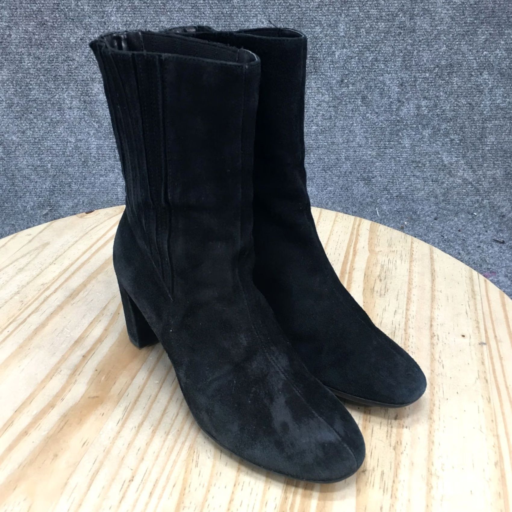 Vintage Aerosoles Fifth Ave Boots Womens Casual Ankle Bootie Black Suede Block Heels • US 6 / UK 3 / AU 4 / EU 36 # Womens Boots Size US 6 / IT 36 - 3 Thumbnail