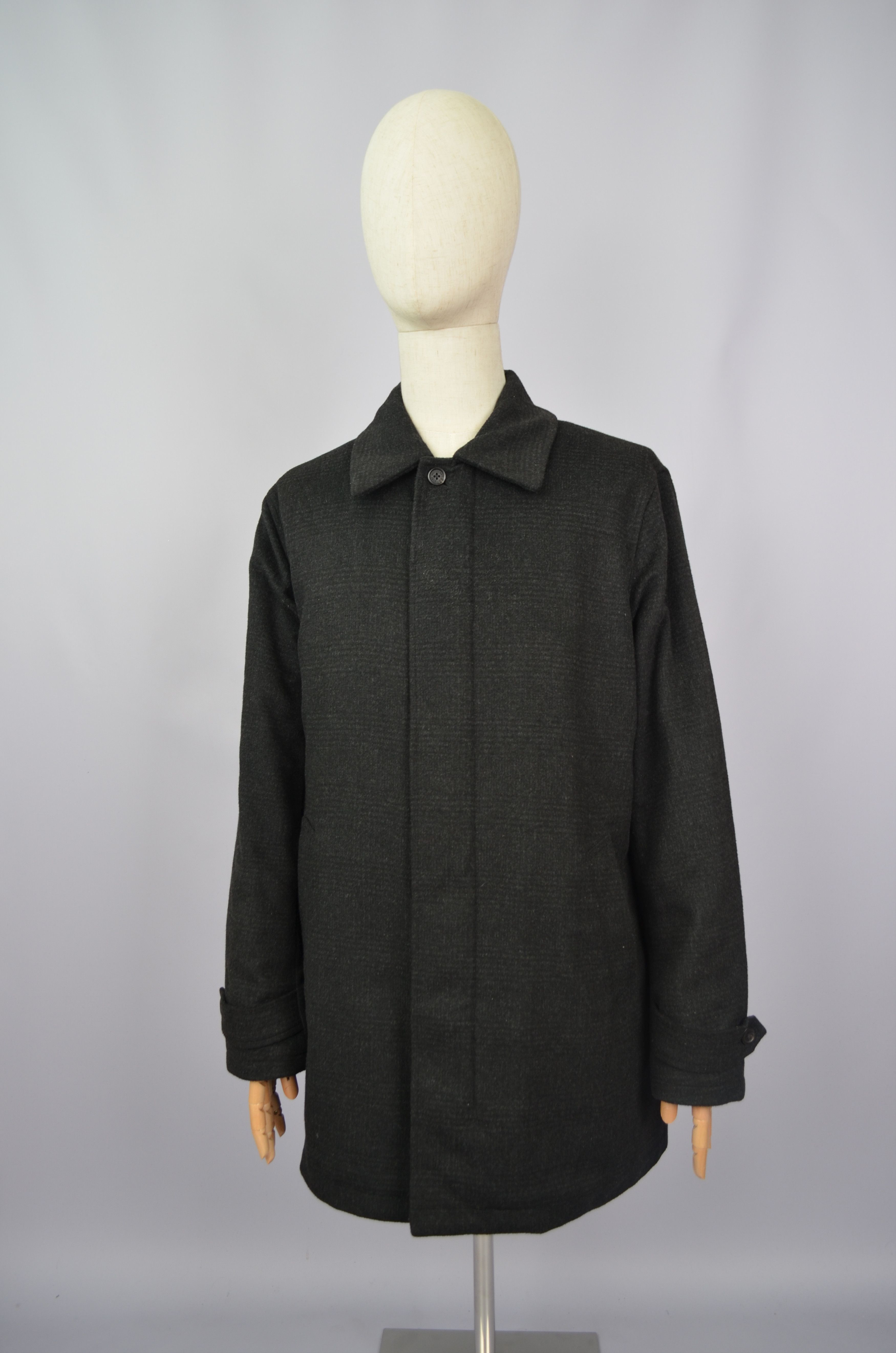 Brooks Brothers × Designer Brooks Brothers "346" Check Dark Grey Wool Car Pea Coat Sz L Size US L / EU 52-54 / 3 - 2 Thumbnail