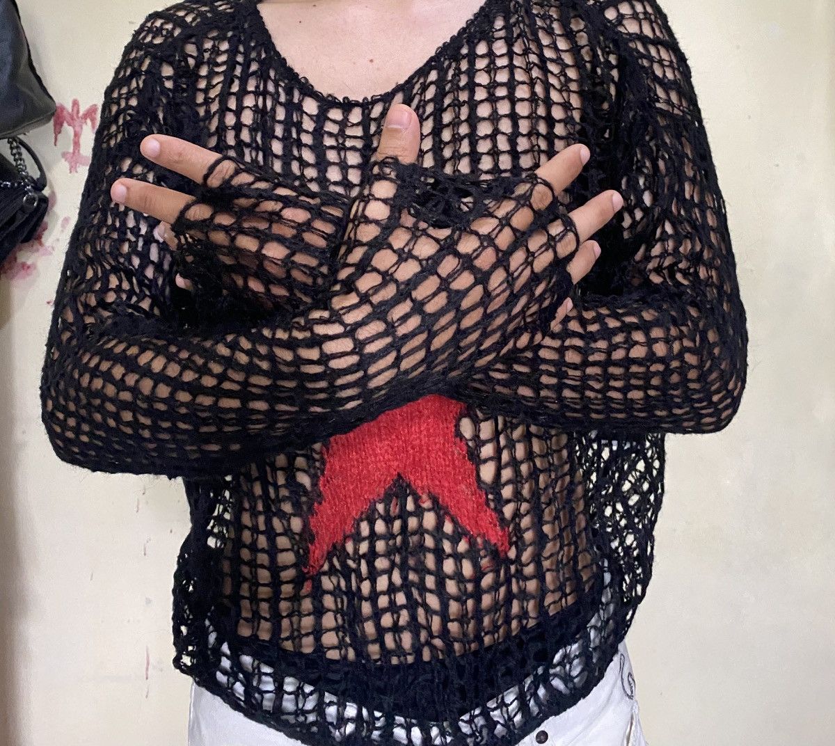 If Six Was Nine Y2K Redstar Boxy fishnet Shirt Size US M / EU 48-50 / 2 - 3 Thumbnail