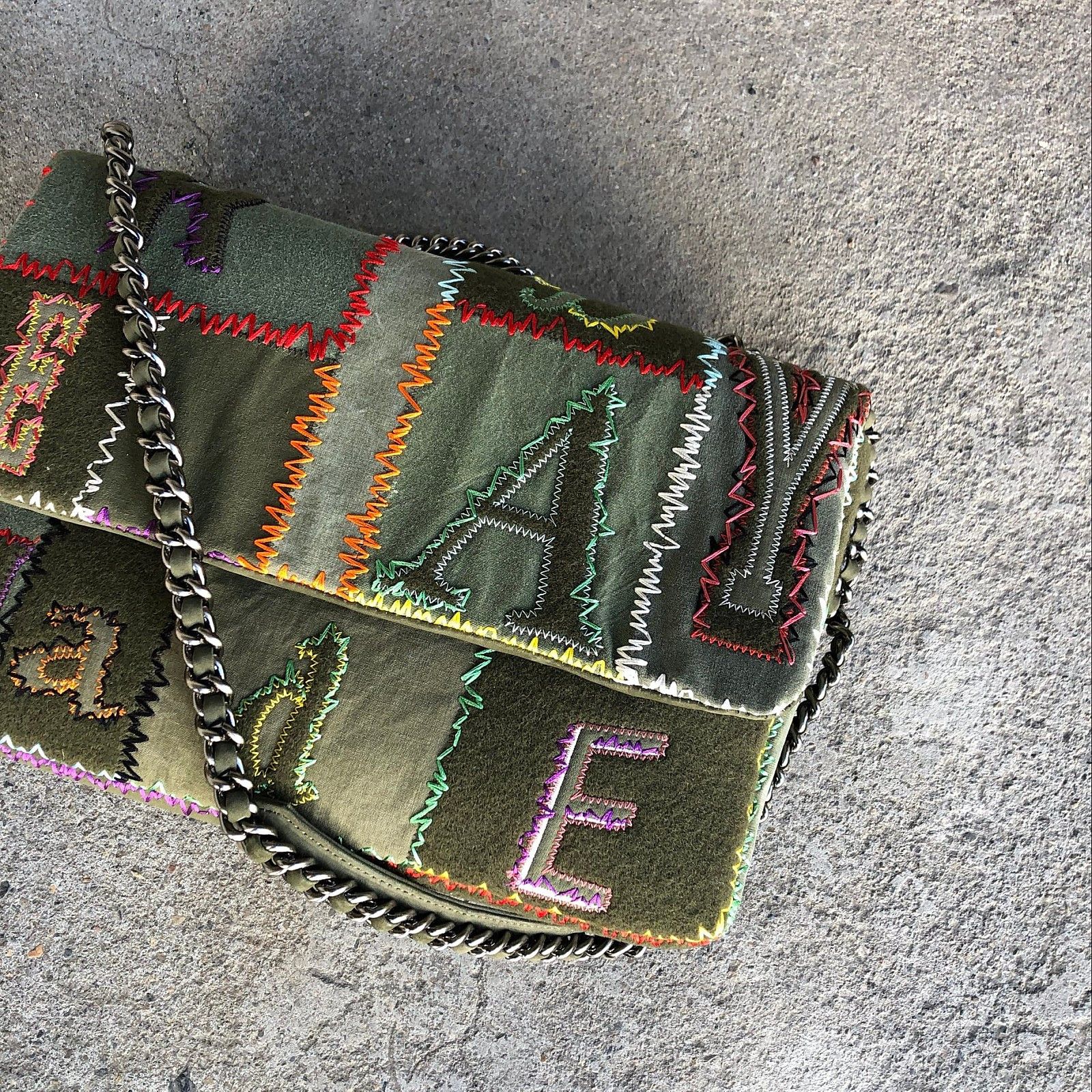 【READYMADE】PATCHWORK BIG CHAIN BAG Patchwork Big Chain Bag - Green – Feature