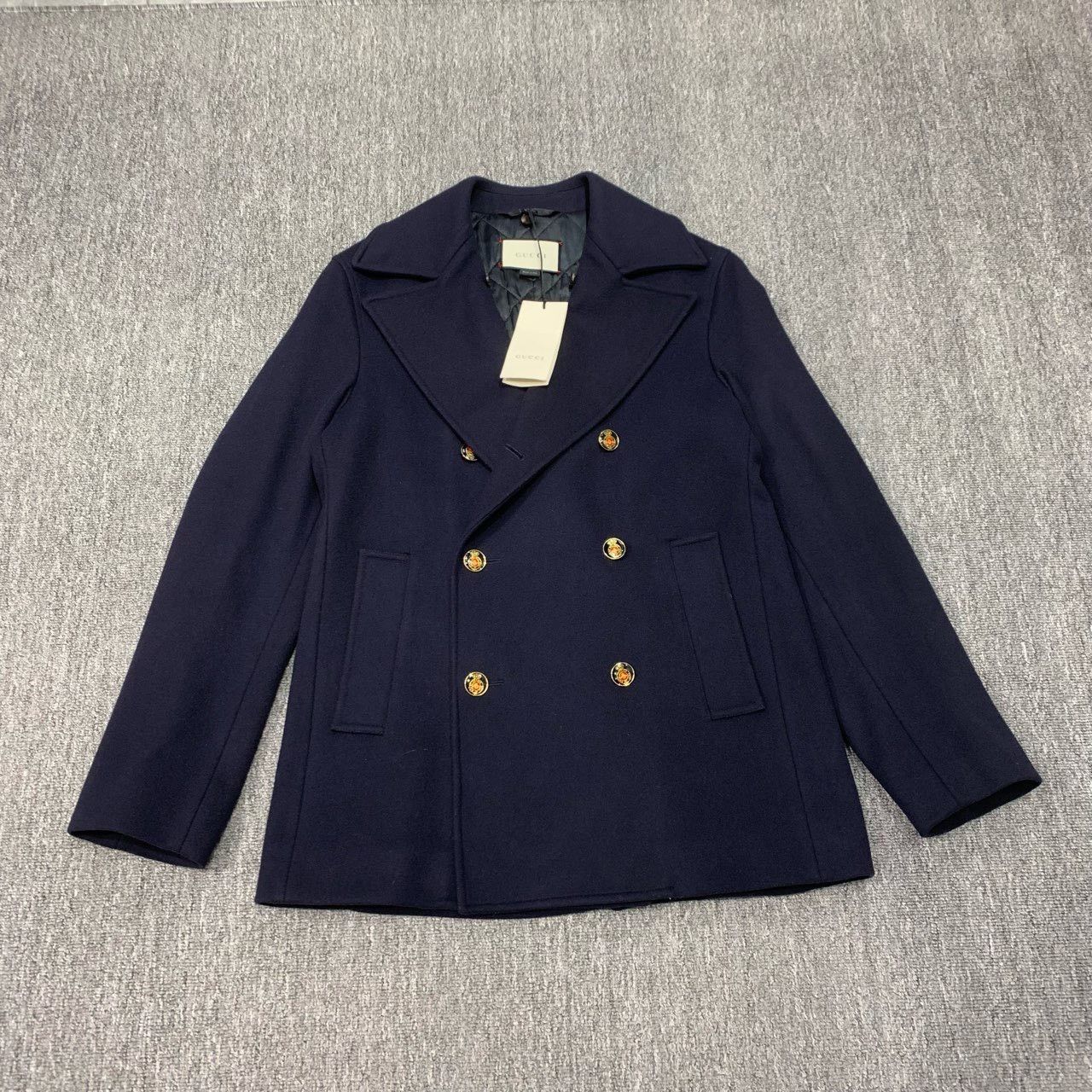 Gucci Gucci navy blue double-breasted wool cotton coat 2501-Nexta Size US S / EU 44-46 / 1 - 1 Thumbnail