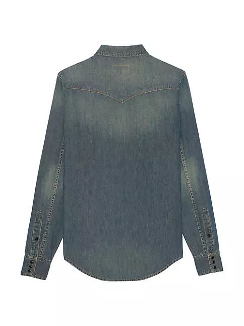 Saint Laurent Paris o1s1wg111124 Western Shirt in Denim in Deep Vintage Blue Size M / US 6-8 / IT 42-44 - 2 Thumbnail
