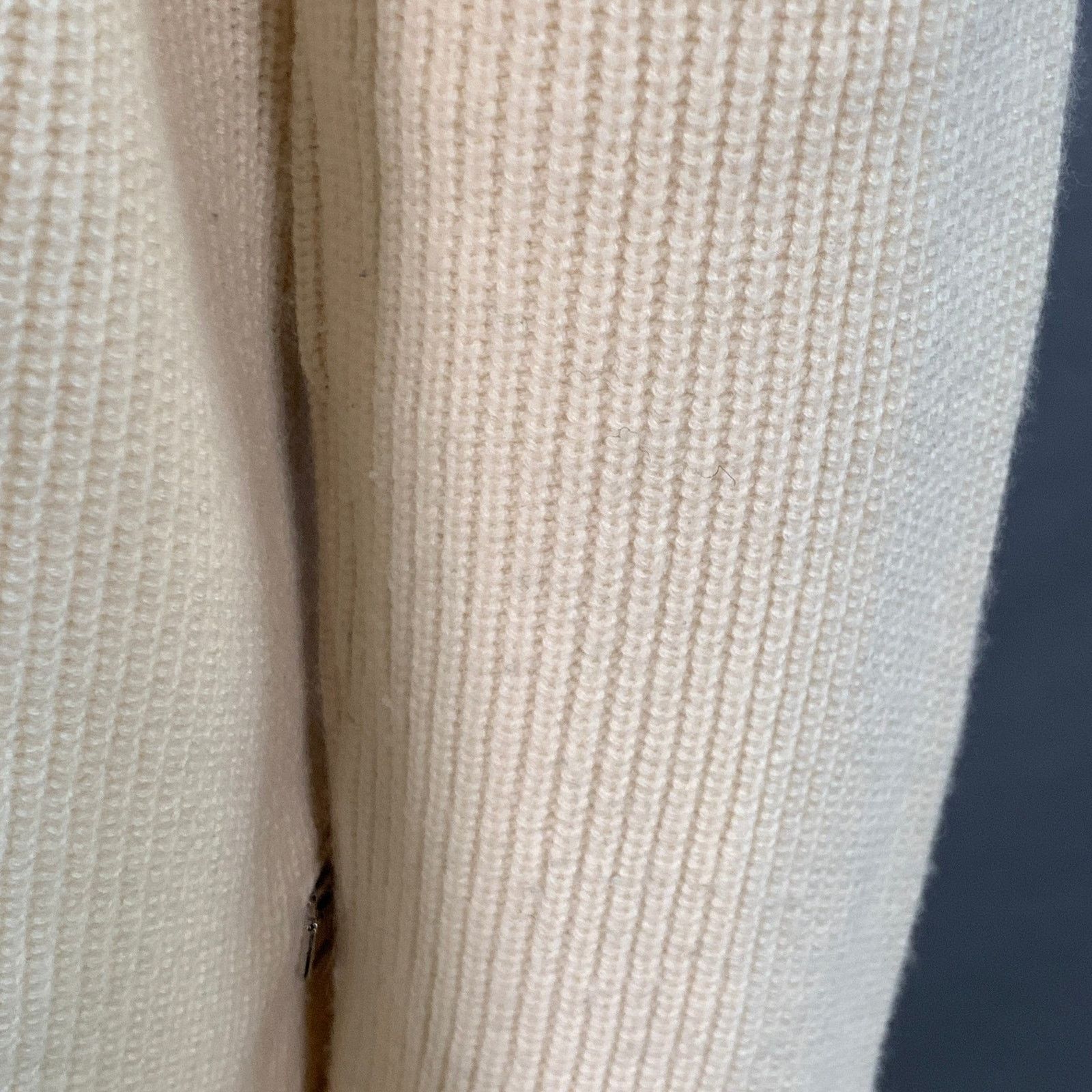 Akris 14 Off White Cashmere Rib Knit Zippers Crew Neck Sweater Size XL / US 12-14 / IT 48-50 - 5 Thumbnail