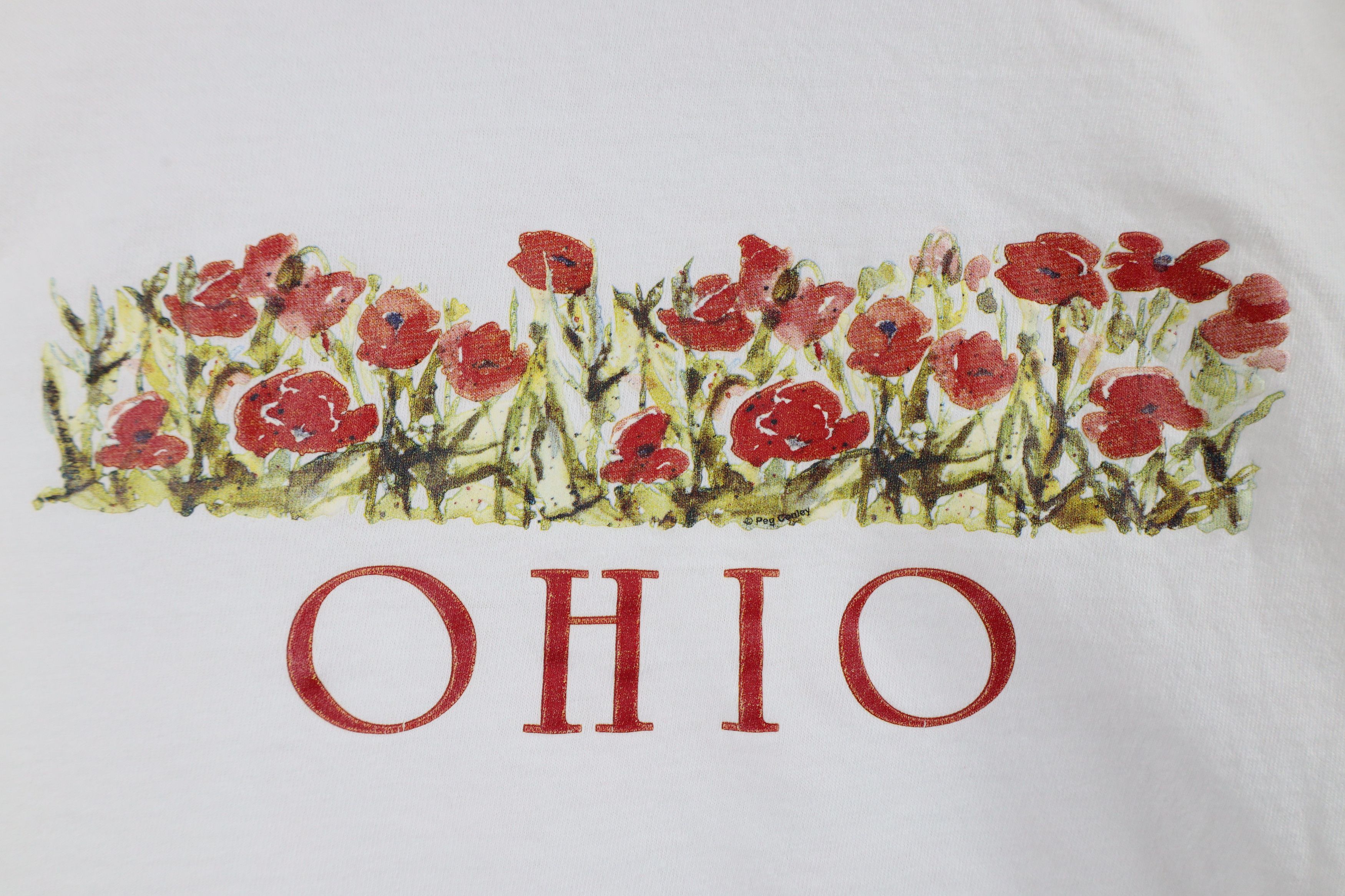 Vintage Vintage 90s Streetwear Ohio Flowers Short Sleeve T-Shirt Size L / US 10 / IT 46 - 4 Thumbnail