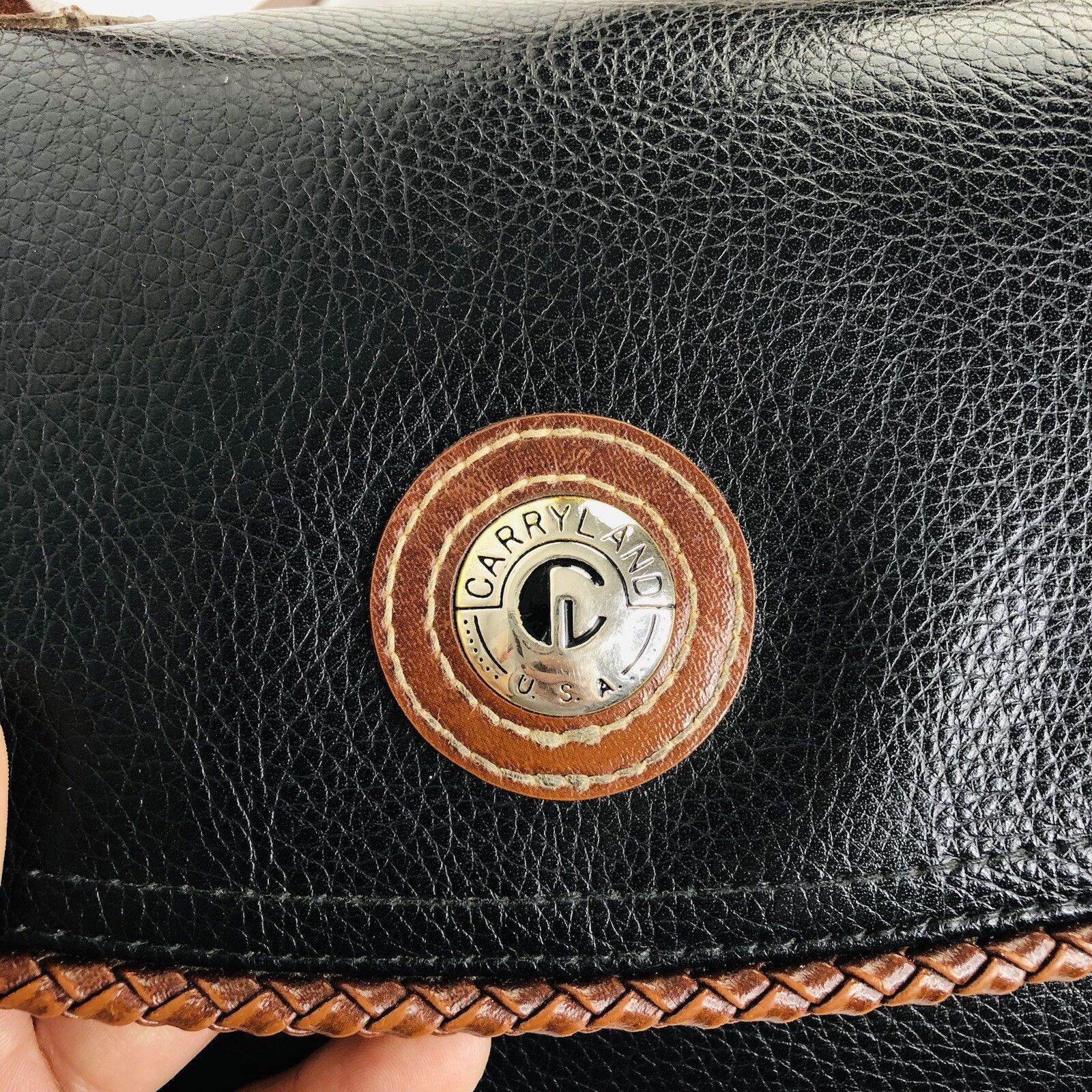 Other Vtg Carryland USA Leather Purse Black Brown Shoulder Bag Size ONE SIZE - 3 Thumbnail