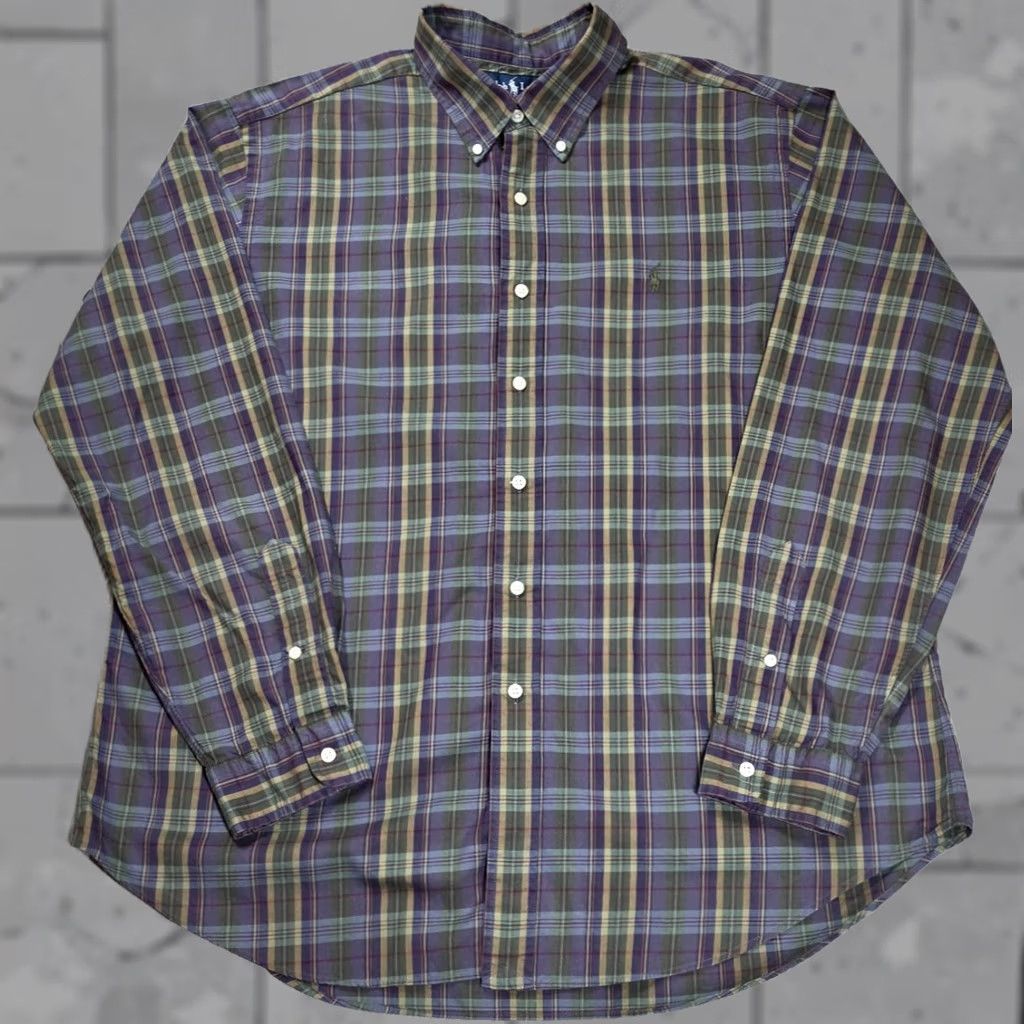 Polo Ralph Lauren VINTAGE Polo Ralph Lauren Purple Plaid Safari Button Up Shirt Men’s XL Madras Custom Size US XL / EU 56 / 4 - 1 Thumbnail