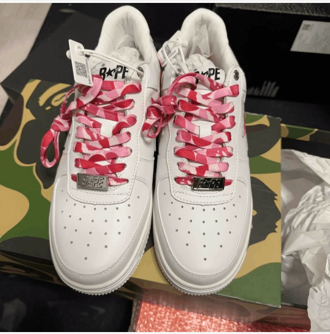 Bape A Bathing Ape Bapesta Low White Pink Camo Sneakers Size US 11 / EU 44 - 2 Thumbnail
