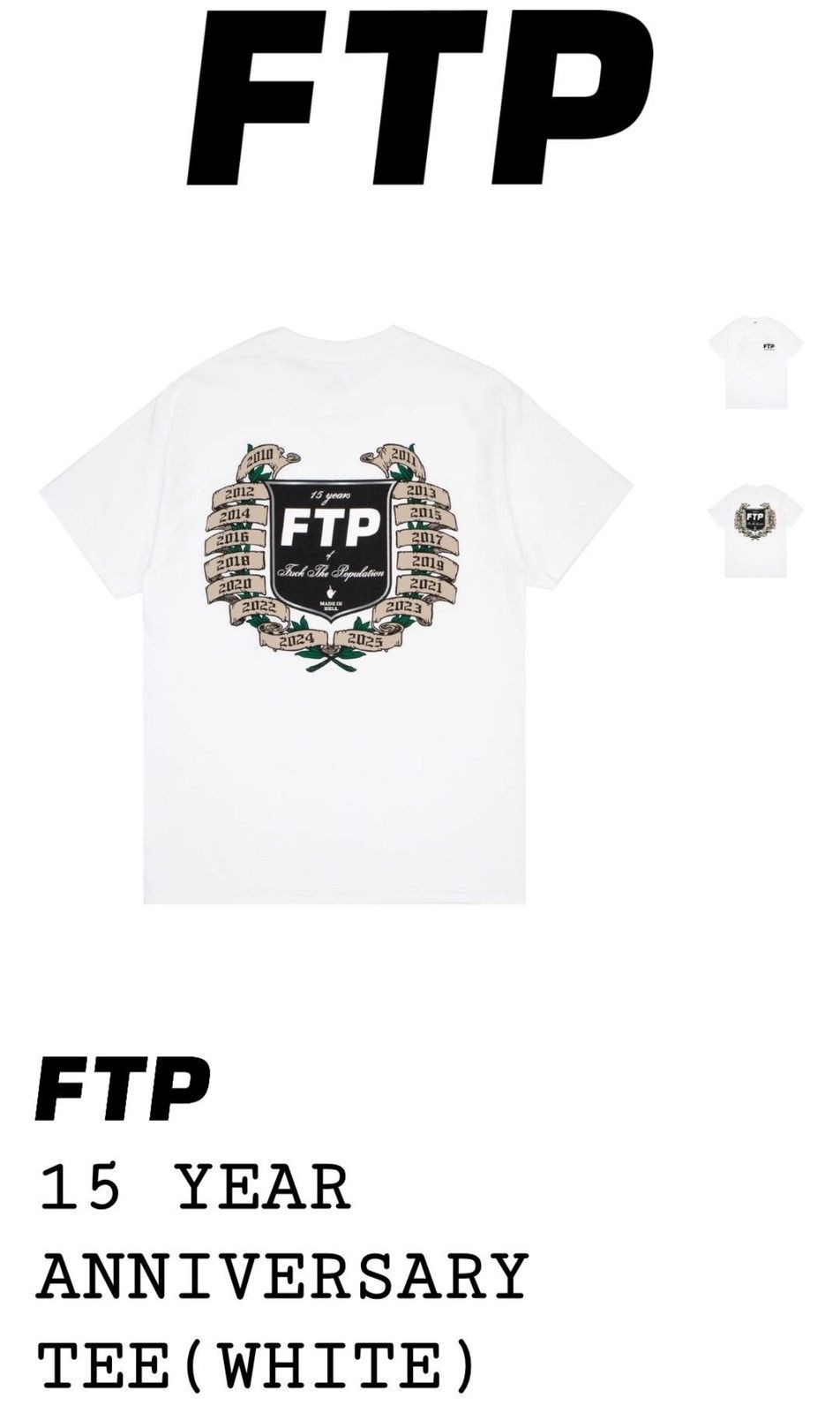 Fuck The Population FTP 15 anniversary tee white L Size US L / EU 52-54 / 3 - 3 Thumbnail