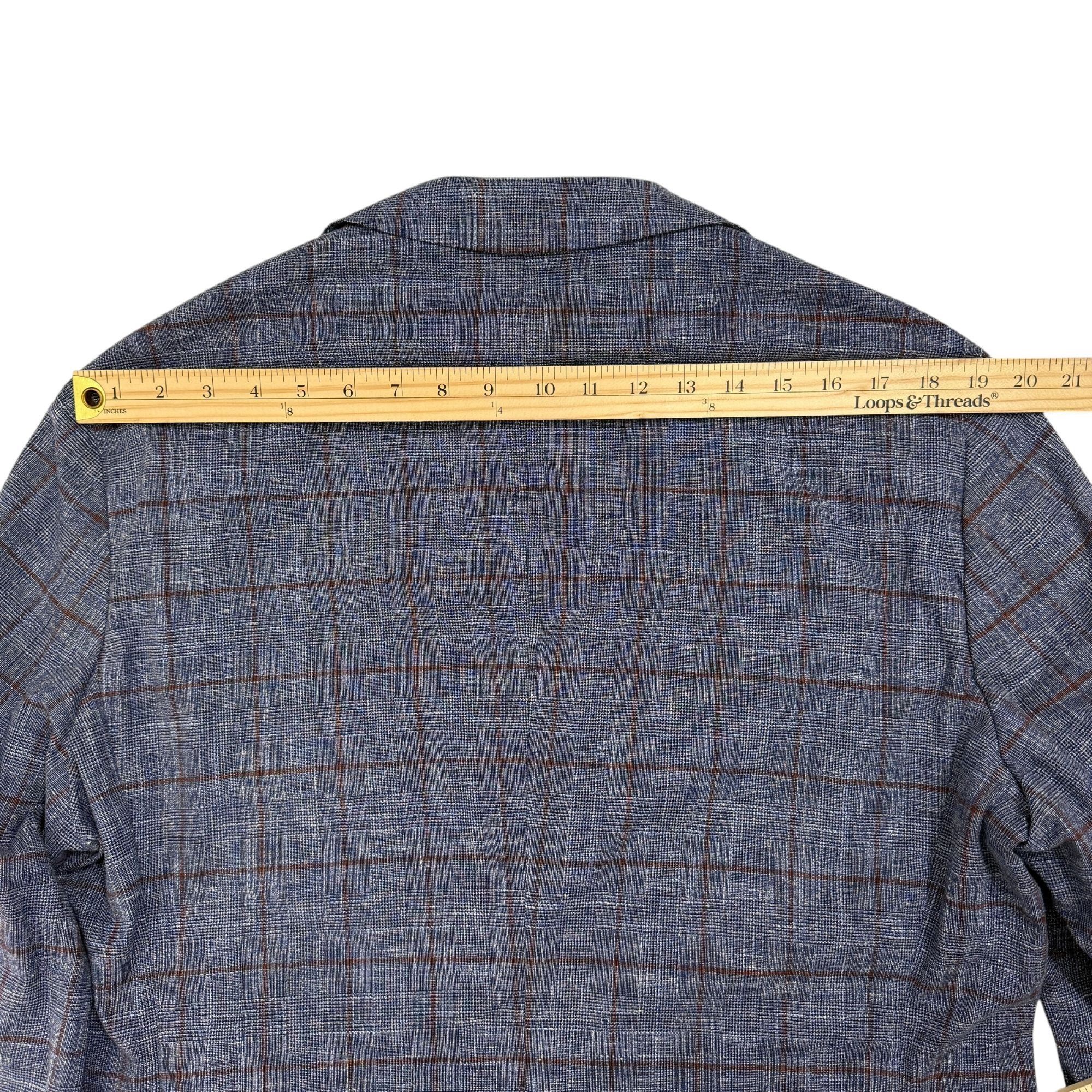 Hugo Boss Hugo Boss Slim-Fit Micro-Patterned Jacket Blue Checkered Lin Size US L / EU 52-54 / 3 - 11 Thumbnail