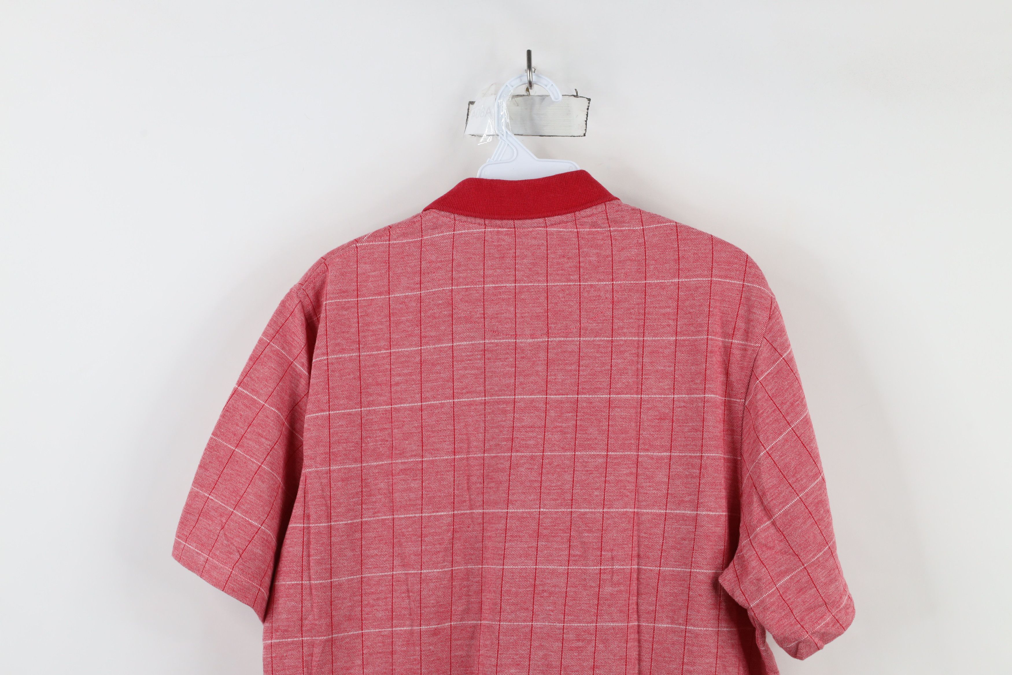 Vintage Vintage 90s Streetwear Knit Pullover Polo Shirt Red Plaid Size US L / EU 52-54 / 3 - 11 Thumbnail