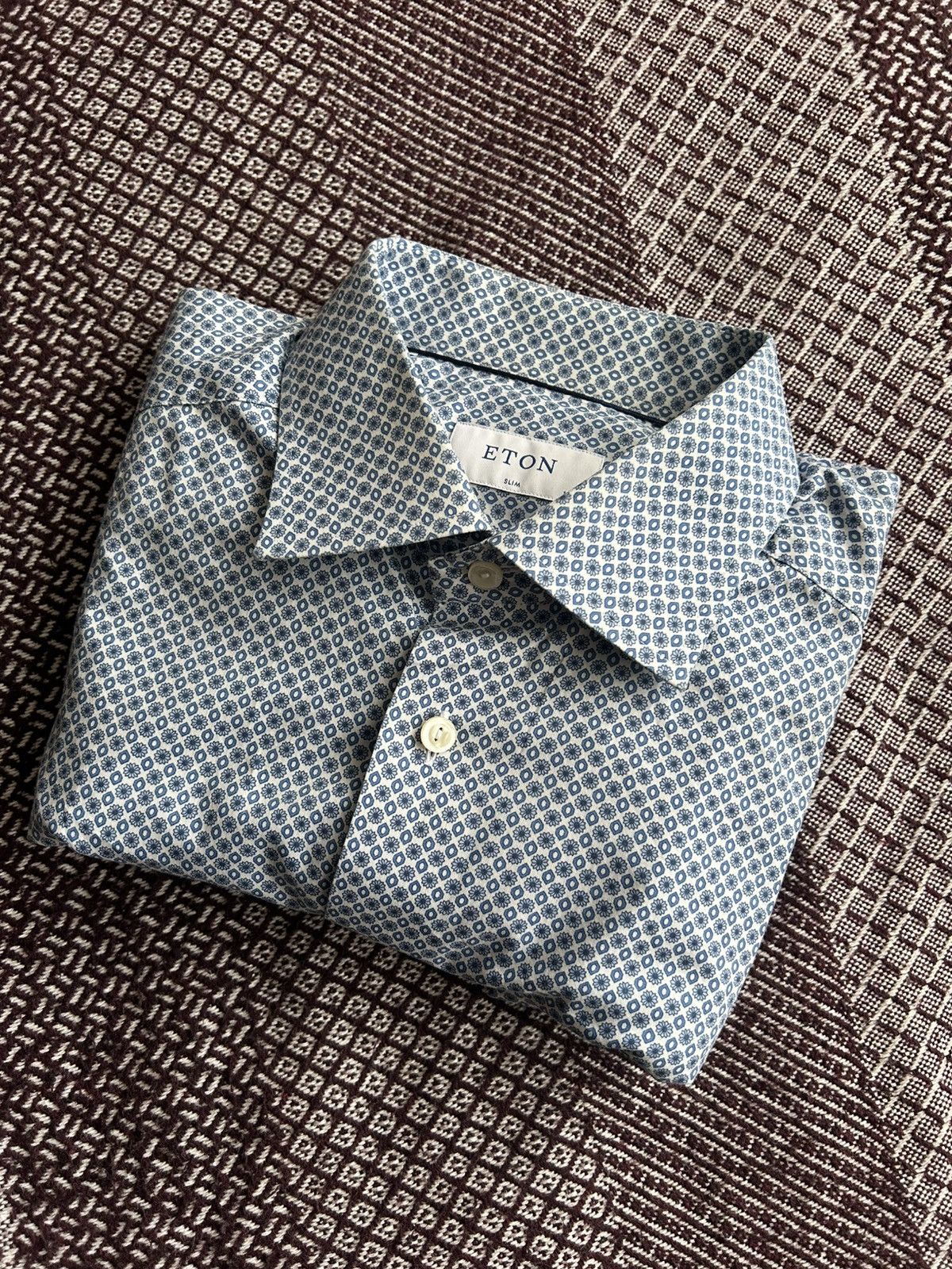 Eton Eton Floral Pattern Formal Shirt Solid Style Luxury Size L Size US L / EU 52-54 / 3 - 11 Thumbnail