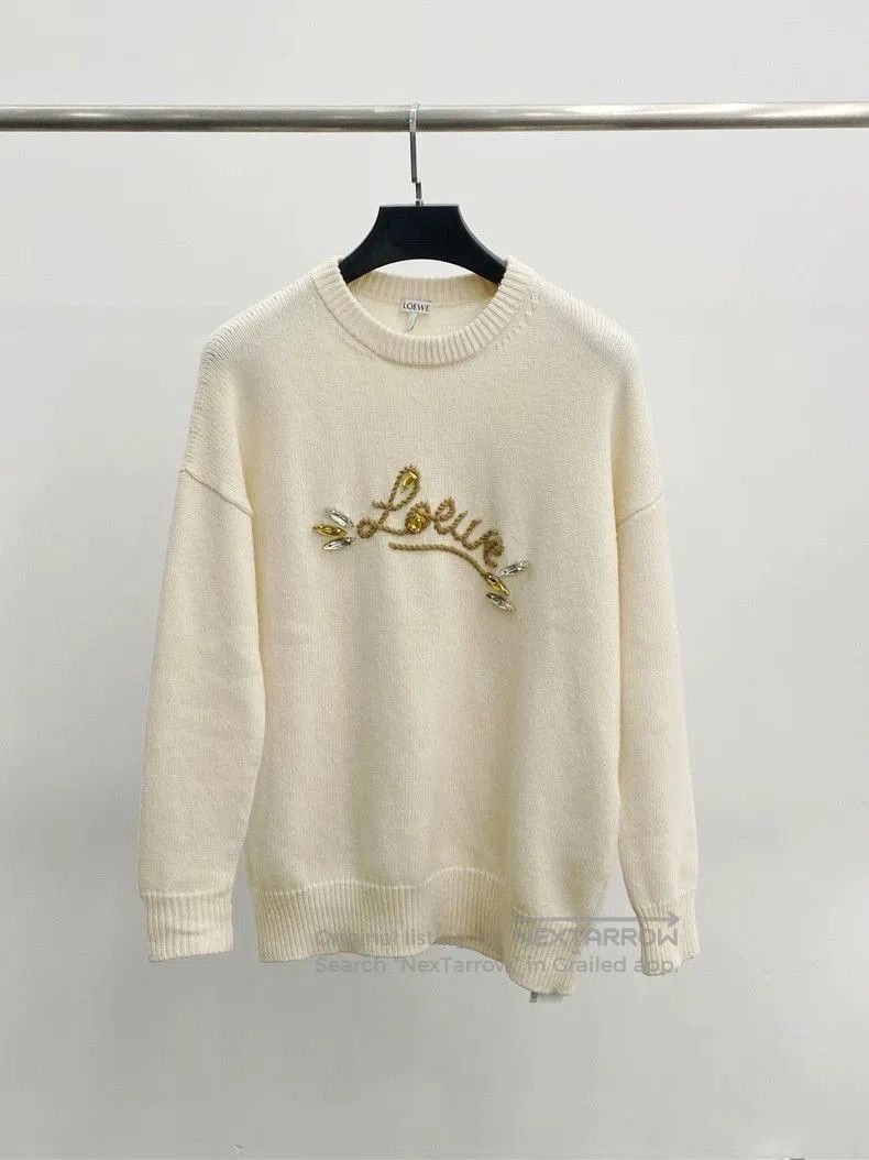 Loewe Beige Crystal Logo Sweater XS.
