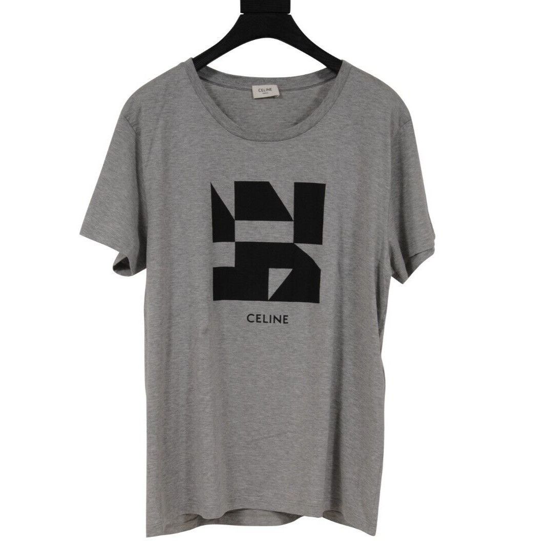 Celine Tangram Logo T Shirt Gray Black Size US L / EU 52-54 / 3 - 1 Thumbnail