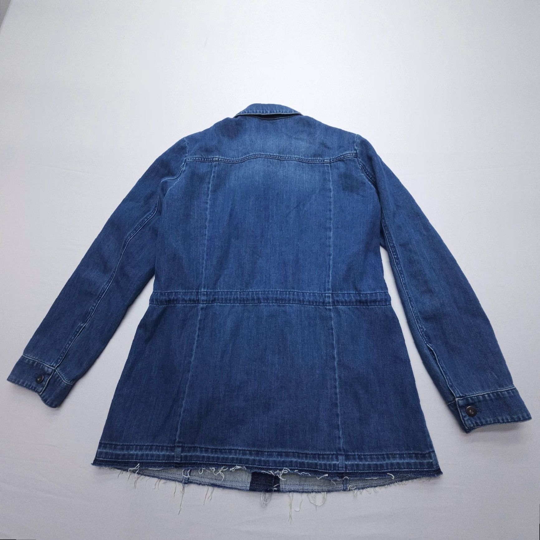 J. Jill VINTAGE J Jill Denim Chore Coat Womens M Blue Dark Wash Cotton Barn Western Cinch Size M / US 6-8 / IT 42-44 - 2 Thumbnail