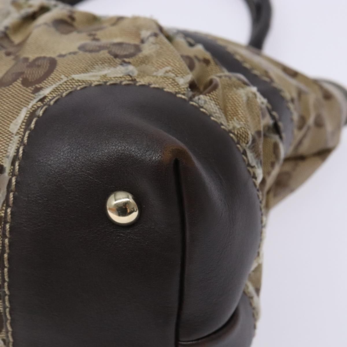 Gucci GUCCI GG Crystal Hand Bag Coated Canvas Beige Gold Size ONE SIZE - 10 Thumbnail
