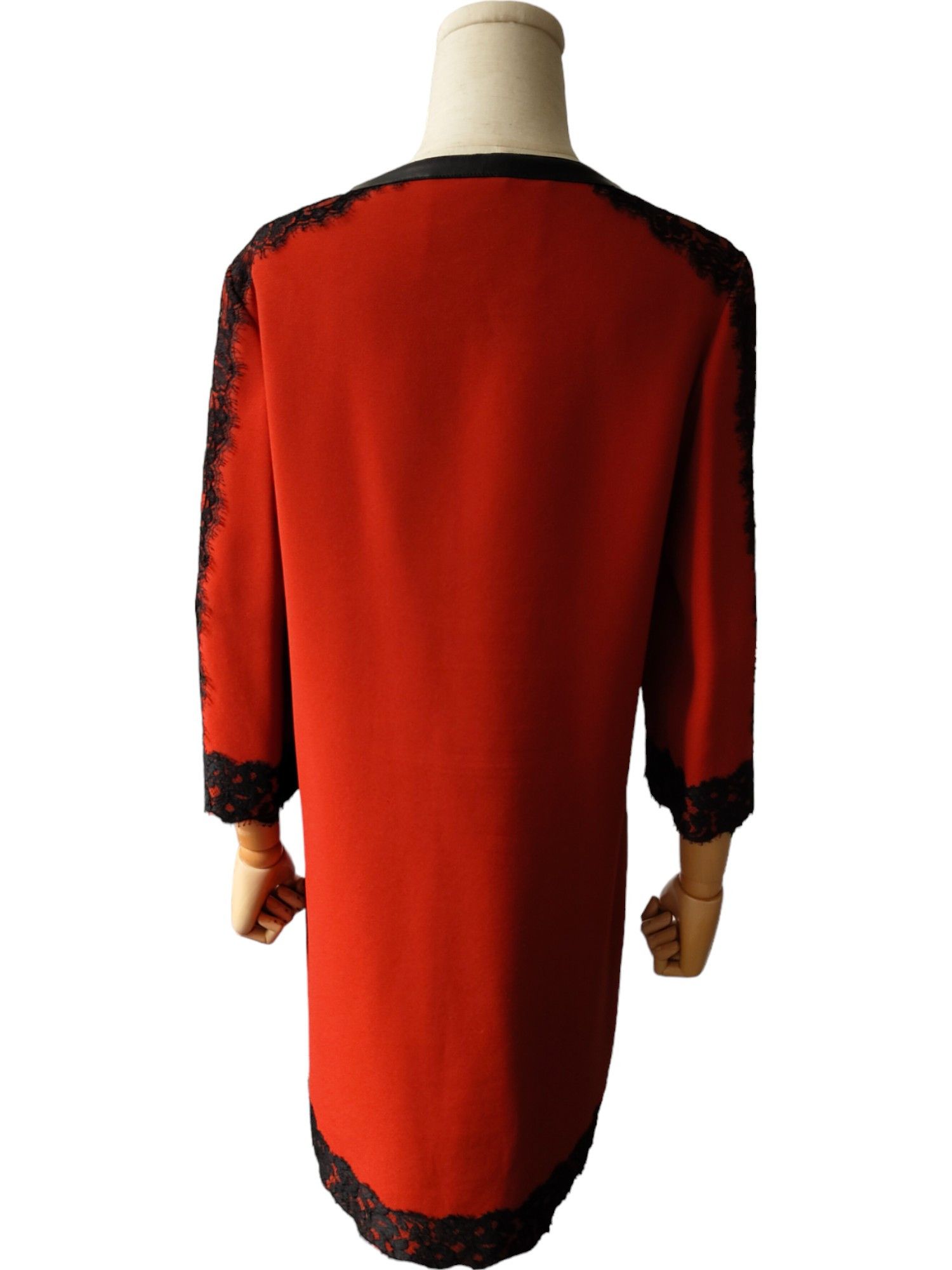 Other Red Knee Length Thin Dinner Jacket With Black Lace Details Size XS / US 0-2 / IT 36-38 - 5 Thumbnail