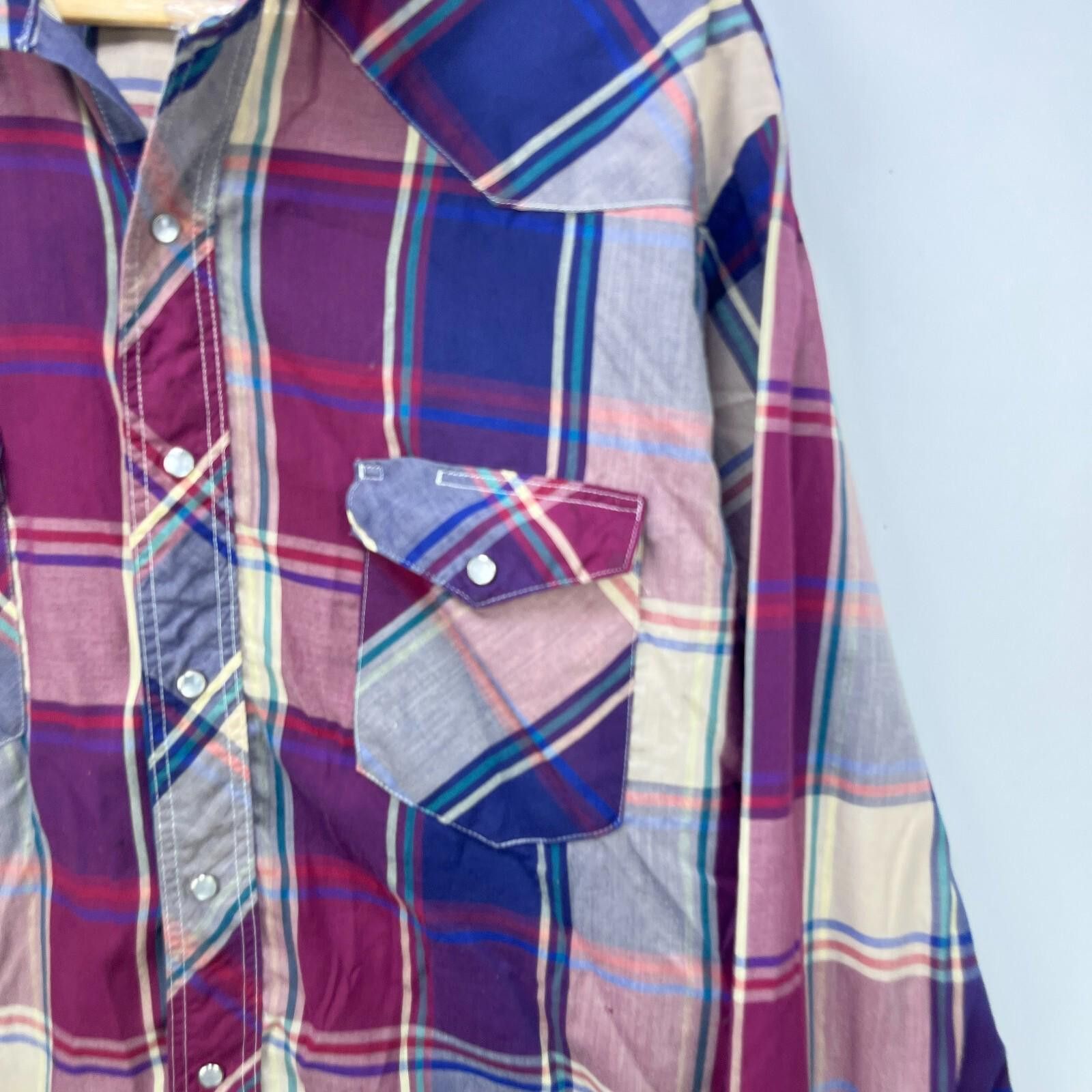 Wrangler Vintage 90s Wrangler Snap Button Long Sleeve Shirt Large Size US L / EU 52-54 / 3 - 3 Thumbnail