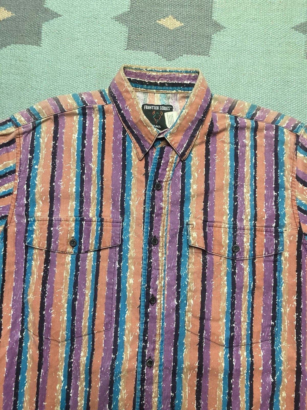 Vintage Vtg shirt frontier wrangler western cowboy striped medium T Size US M / EU 48-50 / 2 - 3 Thumbnail