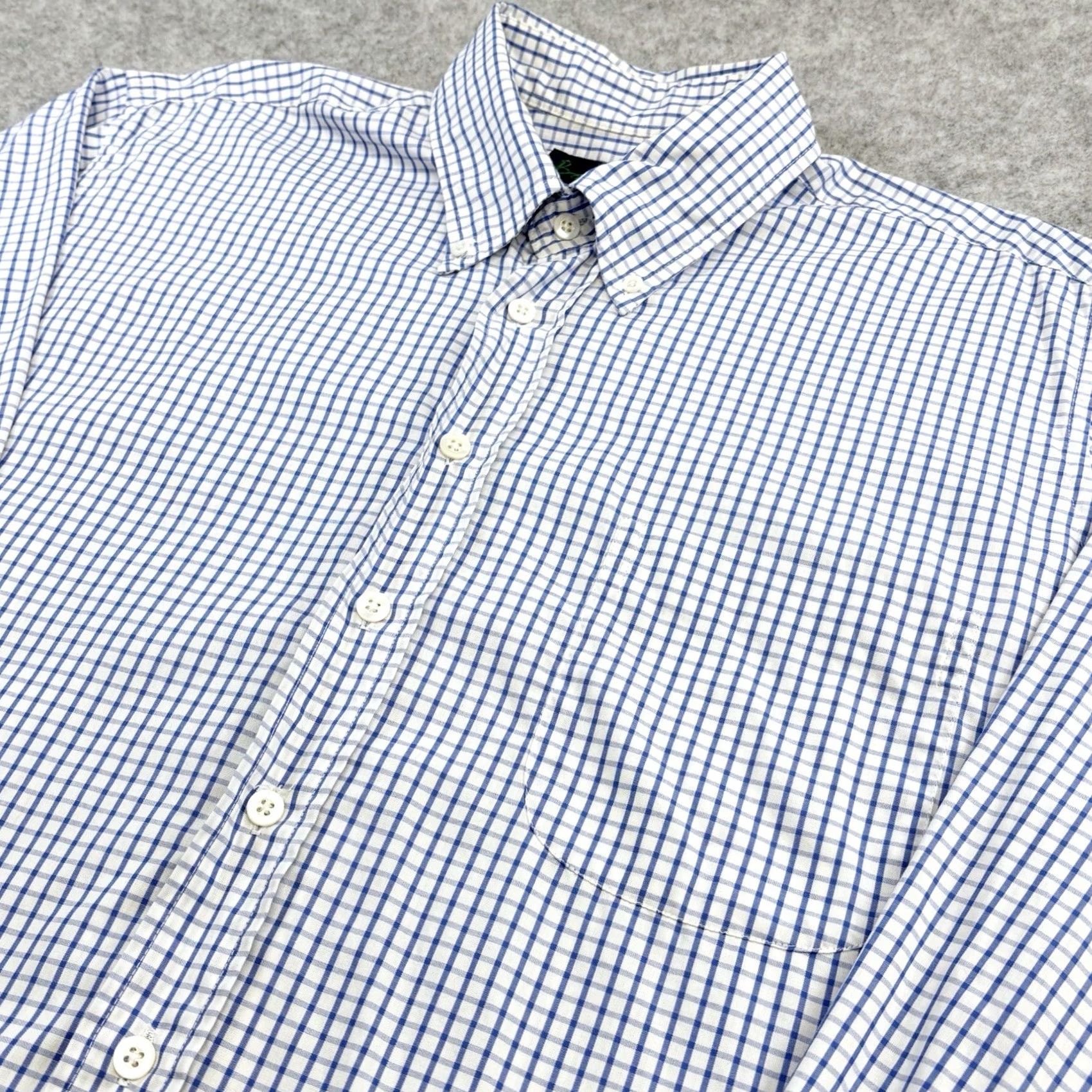 Boden Boden Shirt 16.5” Check Blue White Mens Button-Down Long Sleeve Formal Work Used Size 46R - 4 Thumbnail