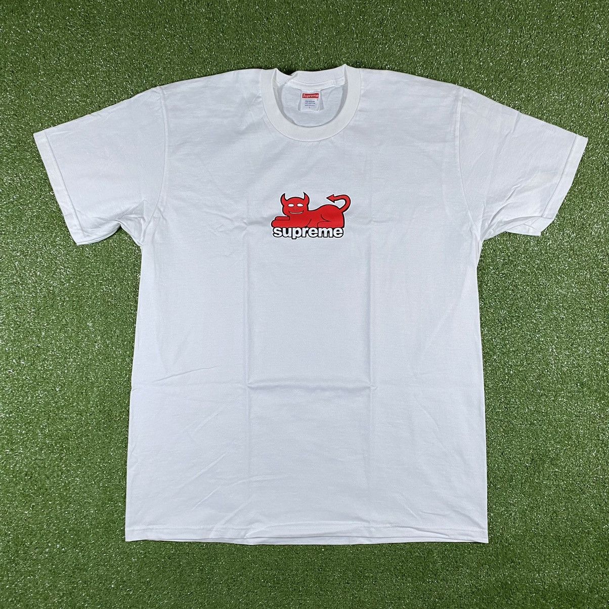 image of Supreme Toy Machine Devil Cat Tee in White, Men's (Size Large)