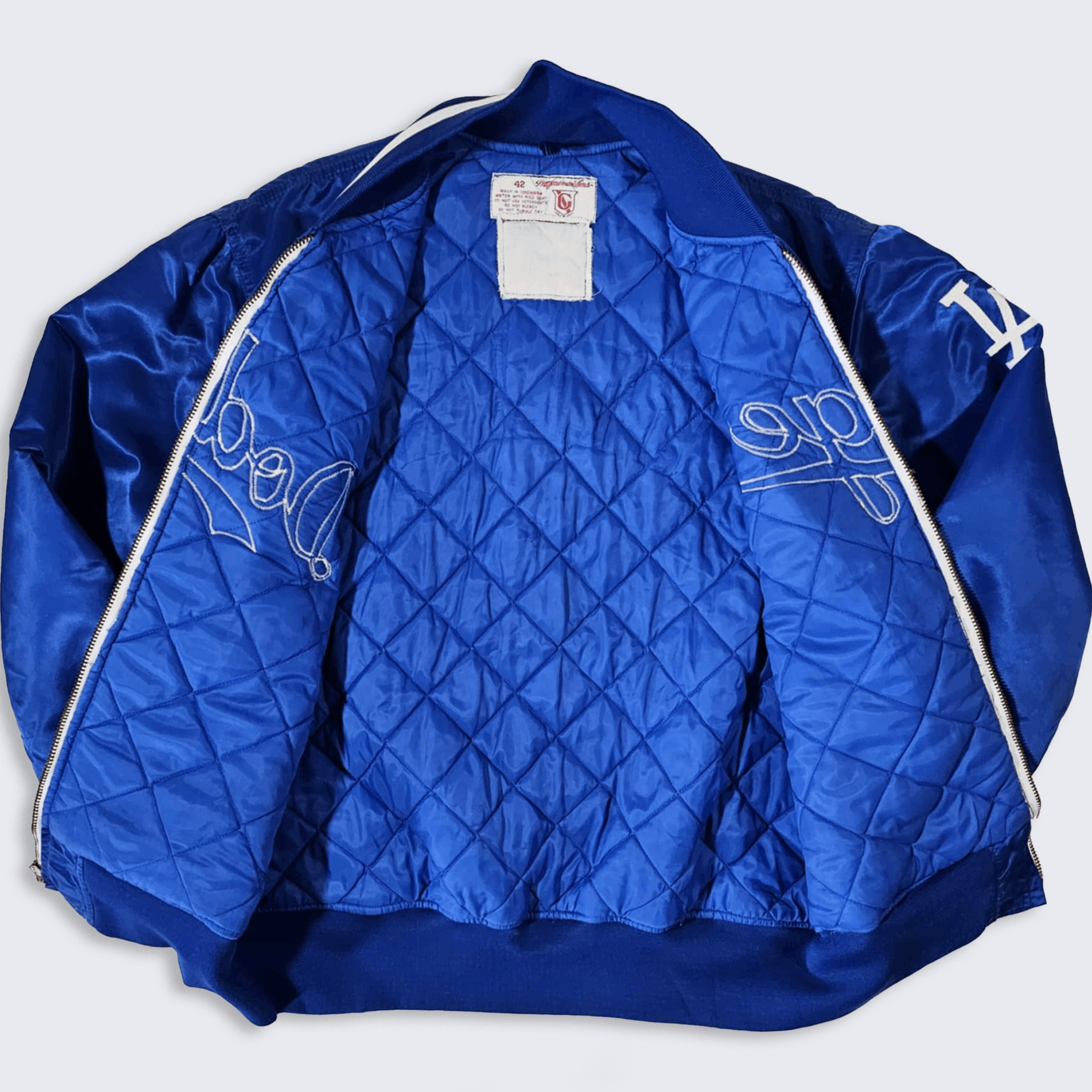 MLB Los Angeles Dodgers 80s Team Issued Satin Bomber Jacket Size US L / EU 52-54 / 3 - 3 Thumbnail