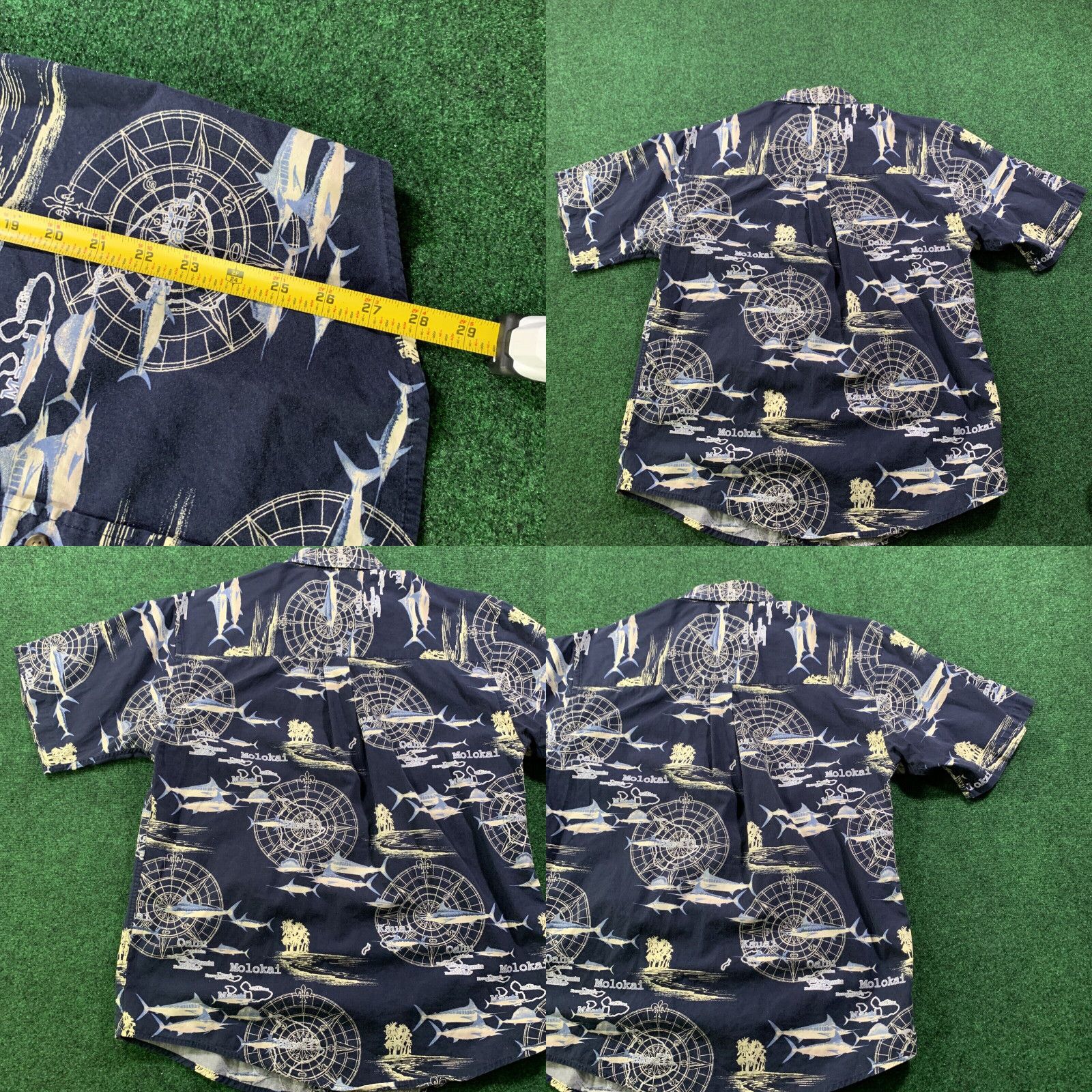 Vintage Puritan Mens Hawaiian Shirt Size M Navy Blue Marlin Sea Map Compass Size US M / EU 48-50 / 2 - 8 Thumbnail