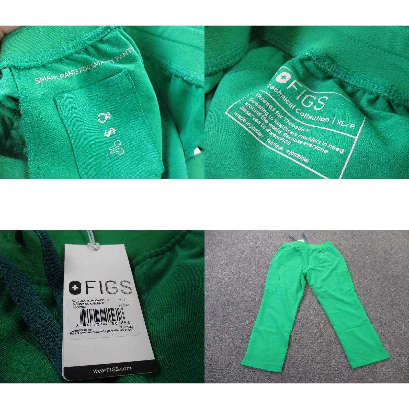 Logo 7 FIGS Jogger Pants Womens XL Green Logo Stretch Activewear Size 40" / US 18 - 8 Thumbnail