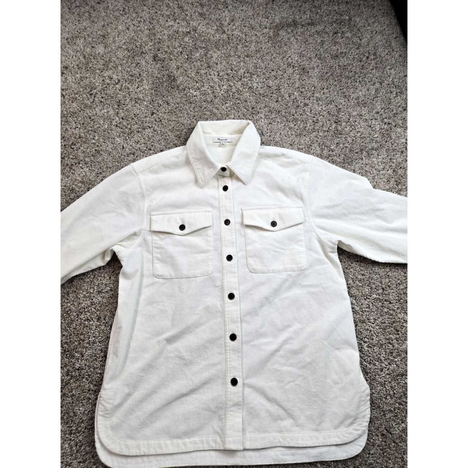 Madewell Madewell Corduroy Shirt Jacket Womens M Ivory Button Up Long Sleeve Stretch Size M / US 6-8 / IT 42-44 - 3 Thumbnail