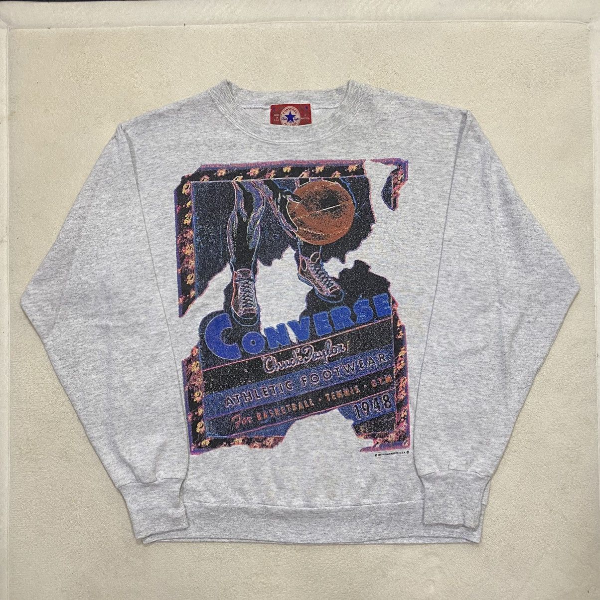 Converse × Vintage Vintage 1993 CONVERSE Big Print Sweatshirt Size US M / EU 48-50 / 2 - 1 Thumbnail