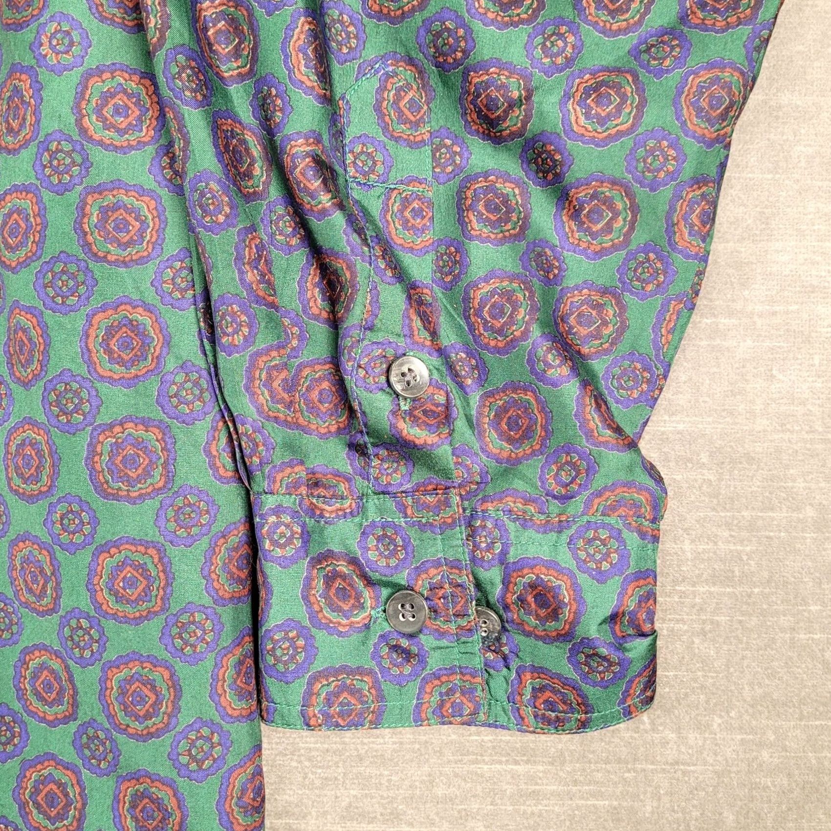 Vintage VINTAGE Robert Stock Geometric Patterned Button Up Long Sleeve Shirt Mens Size Lg Green Size US L / EU 52-54 / 3 - 4 Thumbnail
