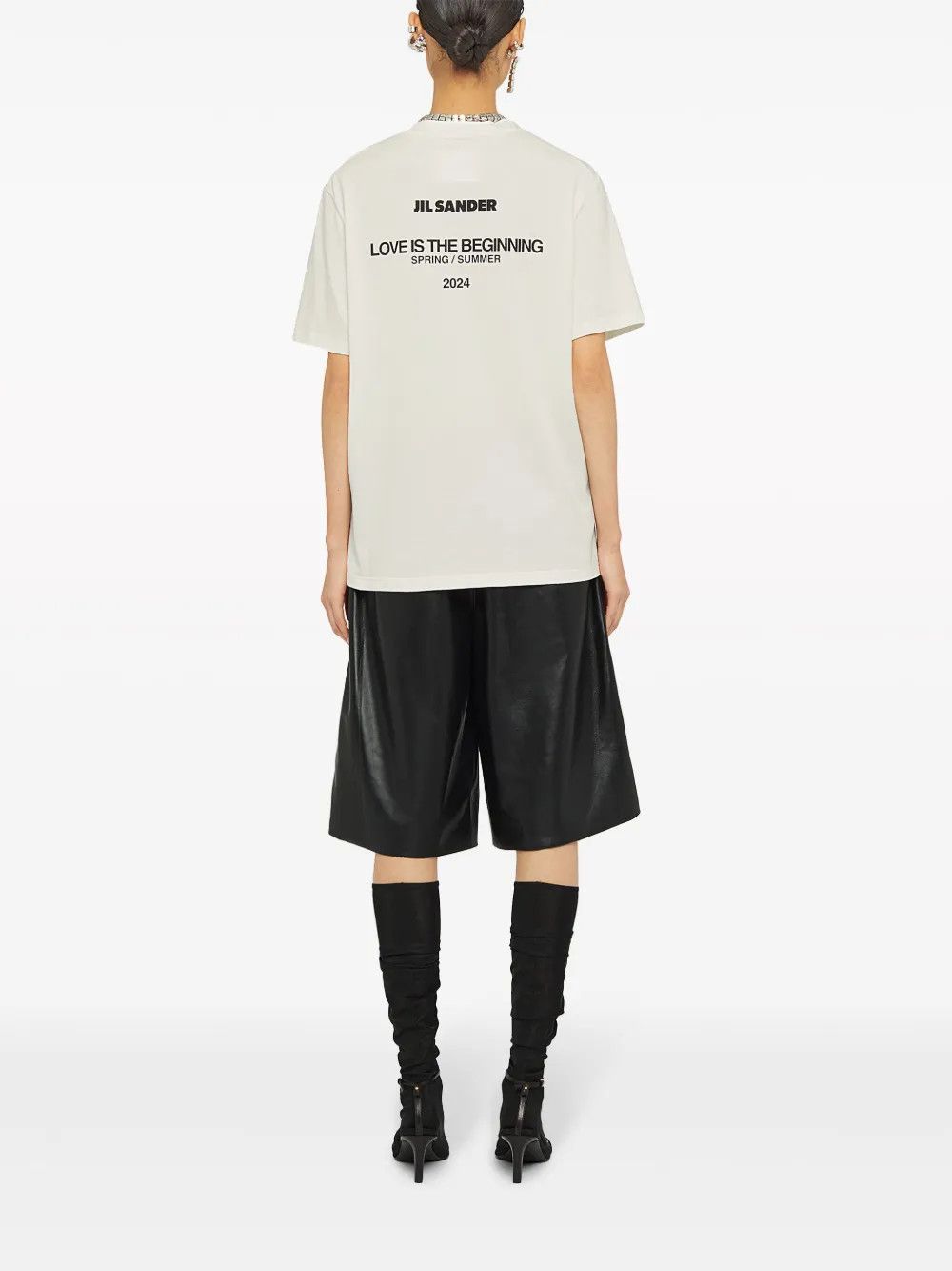 Jil Sander o1mt1gz0625 Logo-Print Cotton T-Shirt in Light Beige Size S / US 4 / IT 40 - 2 Thumbnail