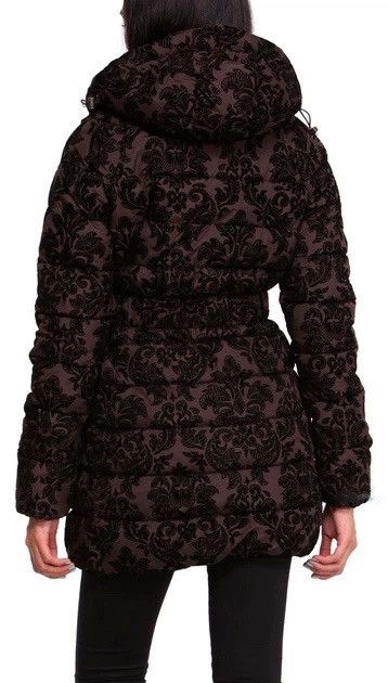 Desigual Desigual Womens Quilted Jacket Hooded Patterned Brown Casual Size S / US 4 / IT 40 - 2 Thumbnail