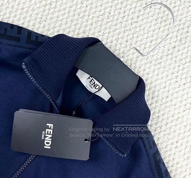 Fendi Fendi Navy Blue Relief Double F Logo All-Over Printed Jack Size XXS / US 00 / IT 34 - 3 Thumbnail