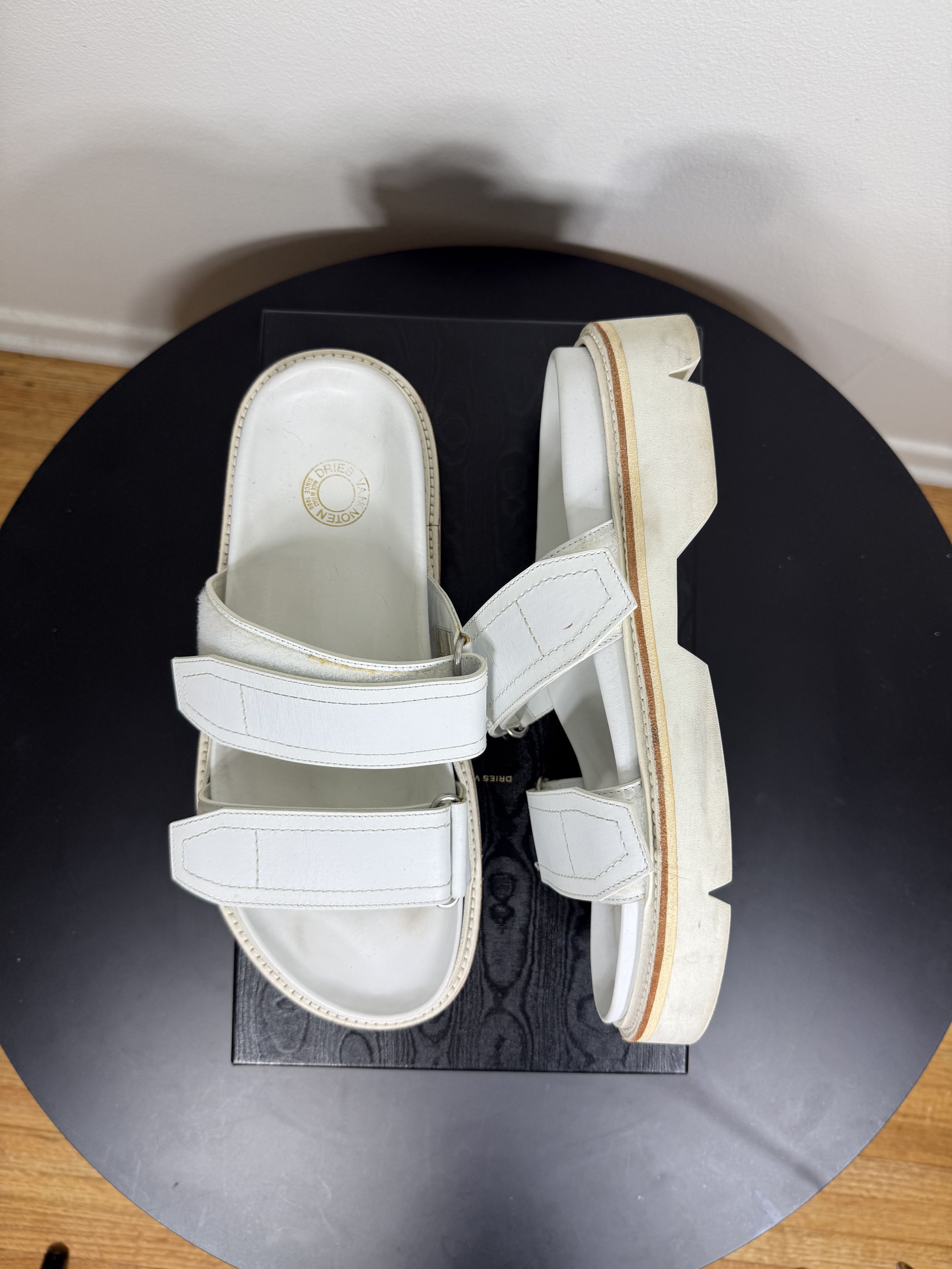 Dries Van Noten White Leather Sandals Size US 8.5 / EU 41-42 - 3 Thumbnail
